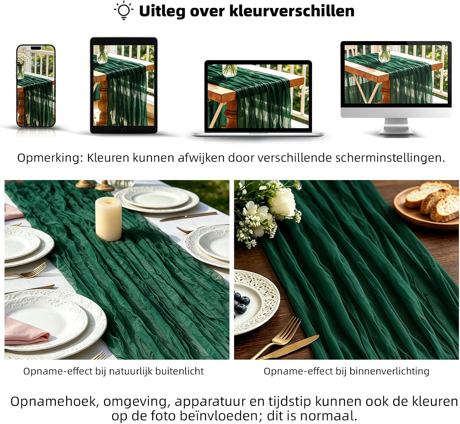 Detalle 2 de Foatcox ZQ018 tafelloper van gaas, donkergroen, 300 x 90 cm