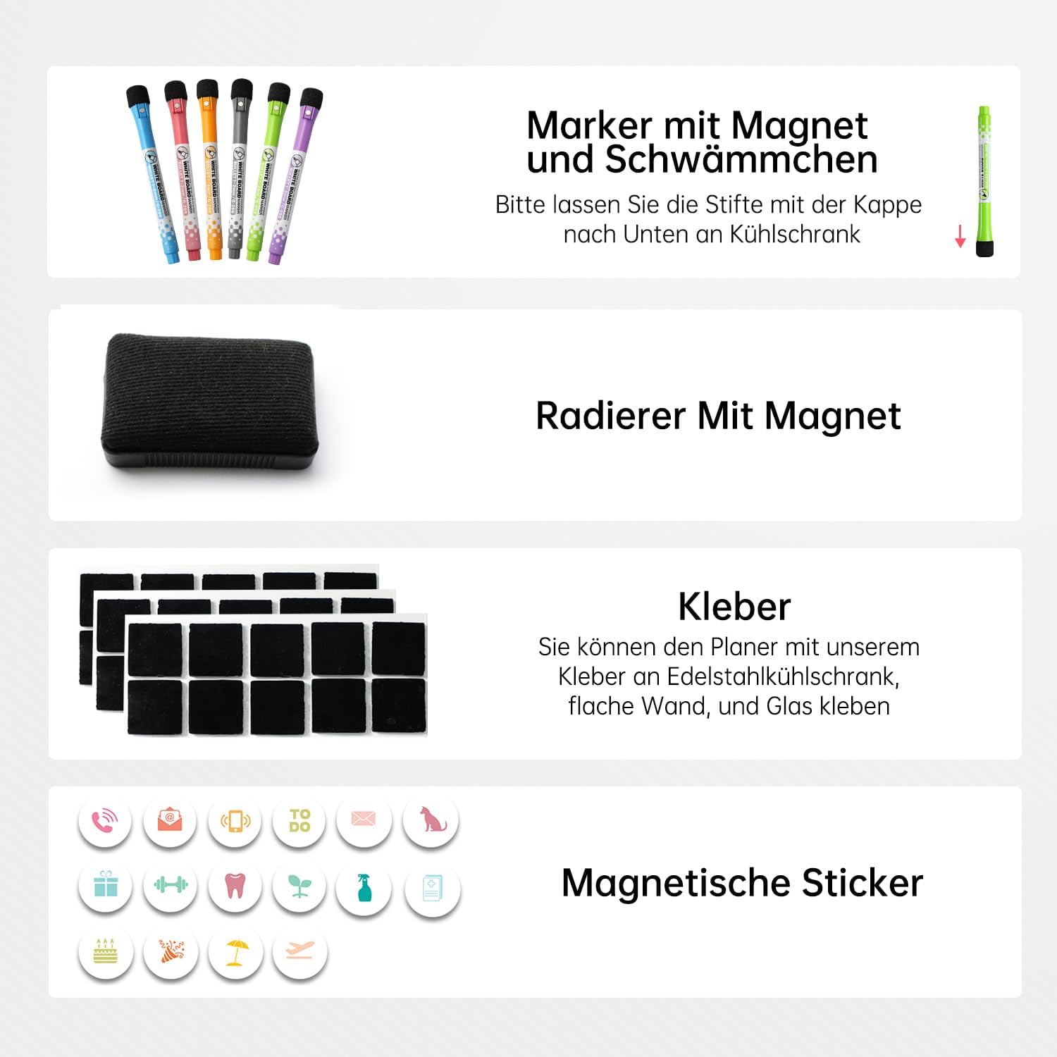 Detalle de MCCORL Magnetisch Wochenplaner + Monatsplaner + Familienplaner – 3er-Set für Kühlschrank & Whiteboard