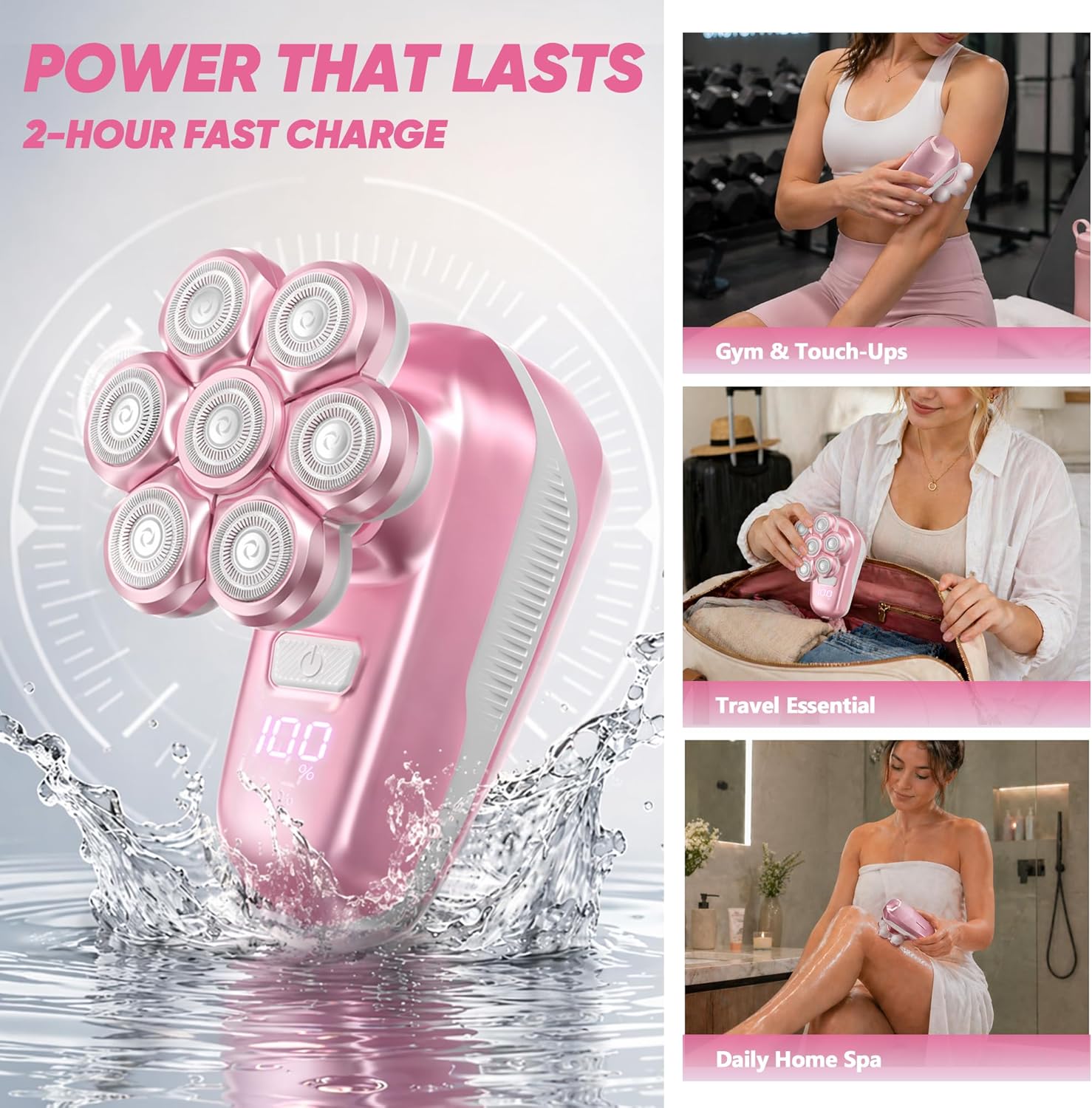 Thumbnail 6 de Electric Shaver for Women with 7D Magnetic Heads: All-in-One Wet & Dry Grooming Kit