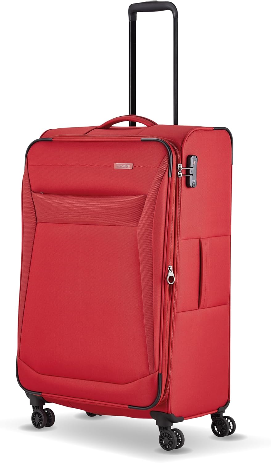 Detalle de Travelite CHIOS 4-Rad Koffer Größe L – Weichschale, 90–97 L, 78 x 46 x 30 cm, TSA-Schloss, Dehnfalte, Kantenschutz