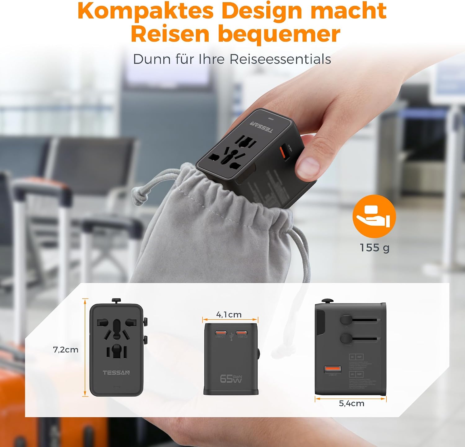 Thumbnail 6 de TESSAN 65W GaN Reiseadapter für Welt