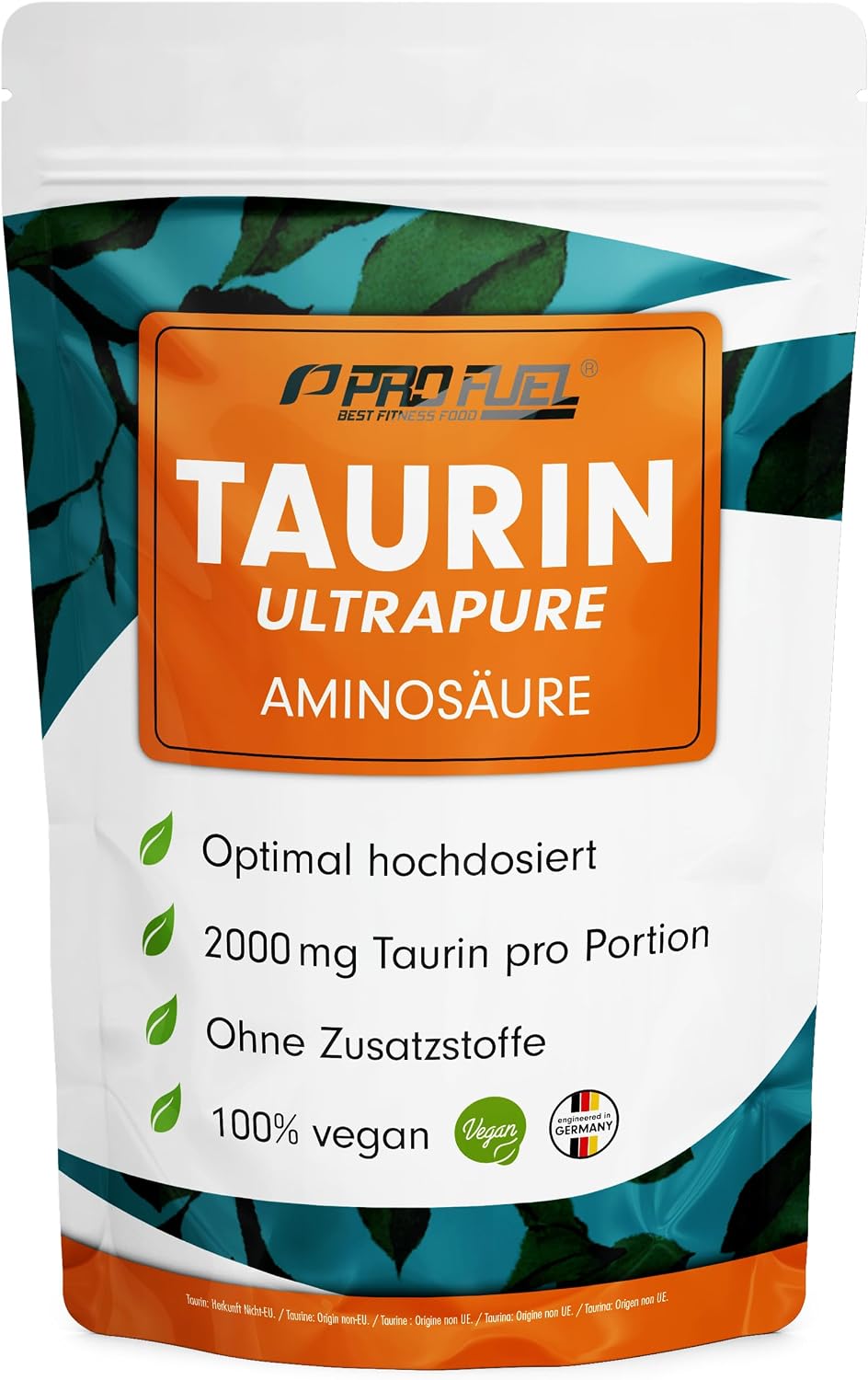 Detalle de Taurin Pulver 1kg 2000 mg Tagesportion