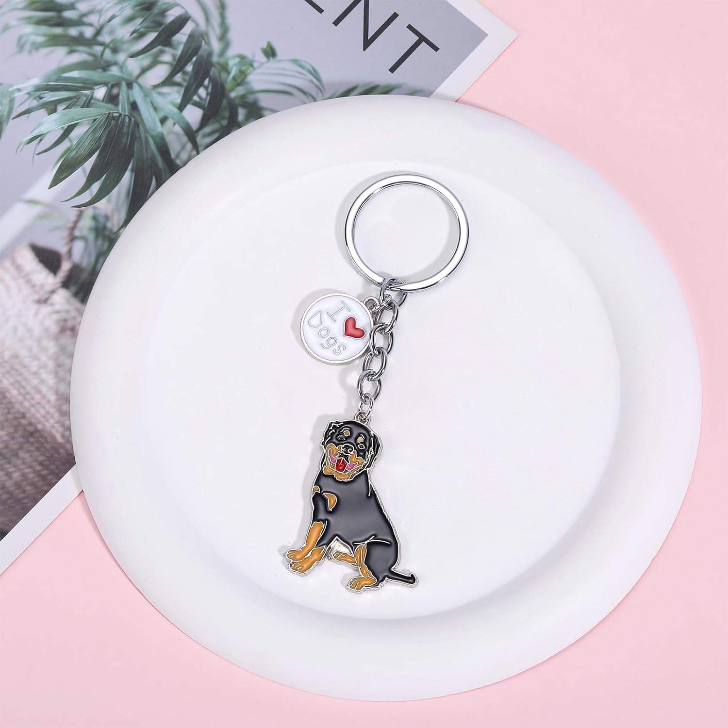 Detalle de WEWAYSMILE Dog Key-Ring Keychain – Small Metal Pup Charm for Cars, Bags and Keys