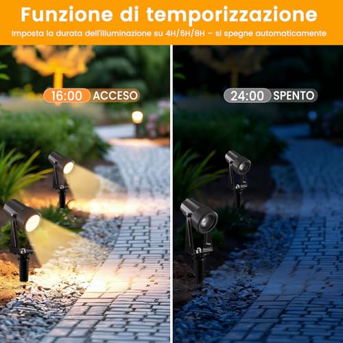 Thumbnail 7 de LONIUTO Faretti da giardino 35 m con telecomando e timer, 10 pezzi 3W, LED COB 3000K, IP65 – illuminazione esterna regolabile