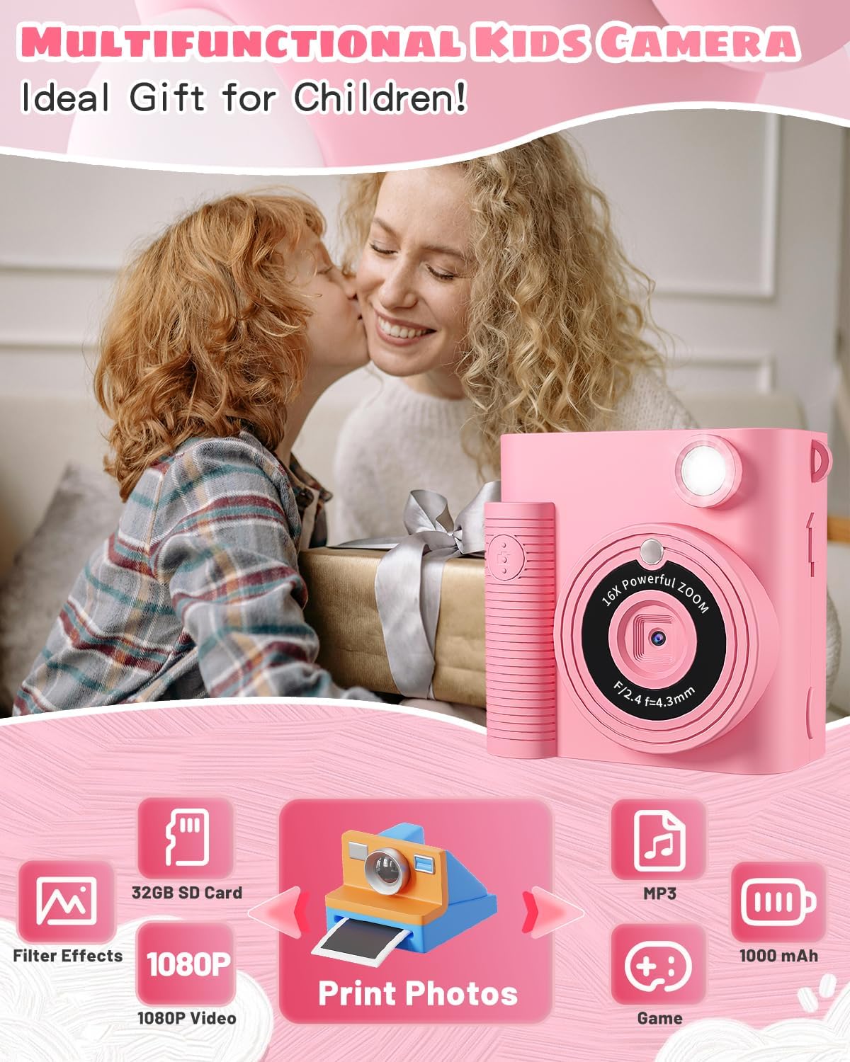Thumbnail 5 de CKATE Kids Camera Instant Print 1080P with 32GB