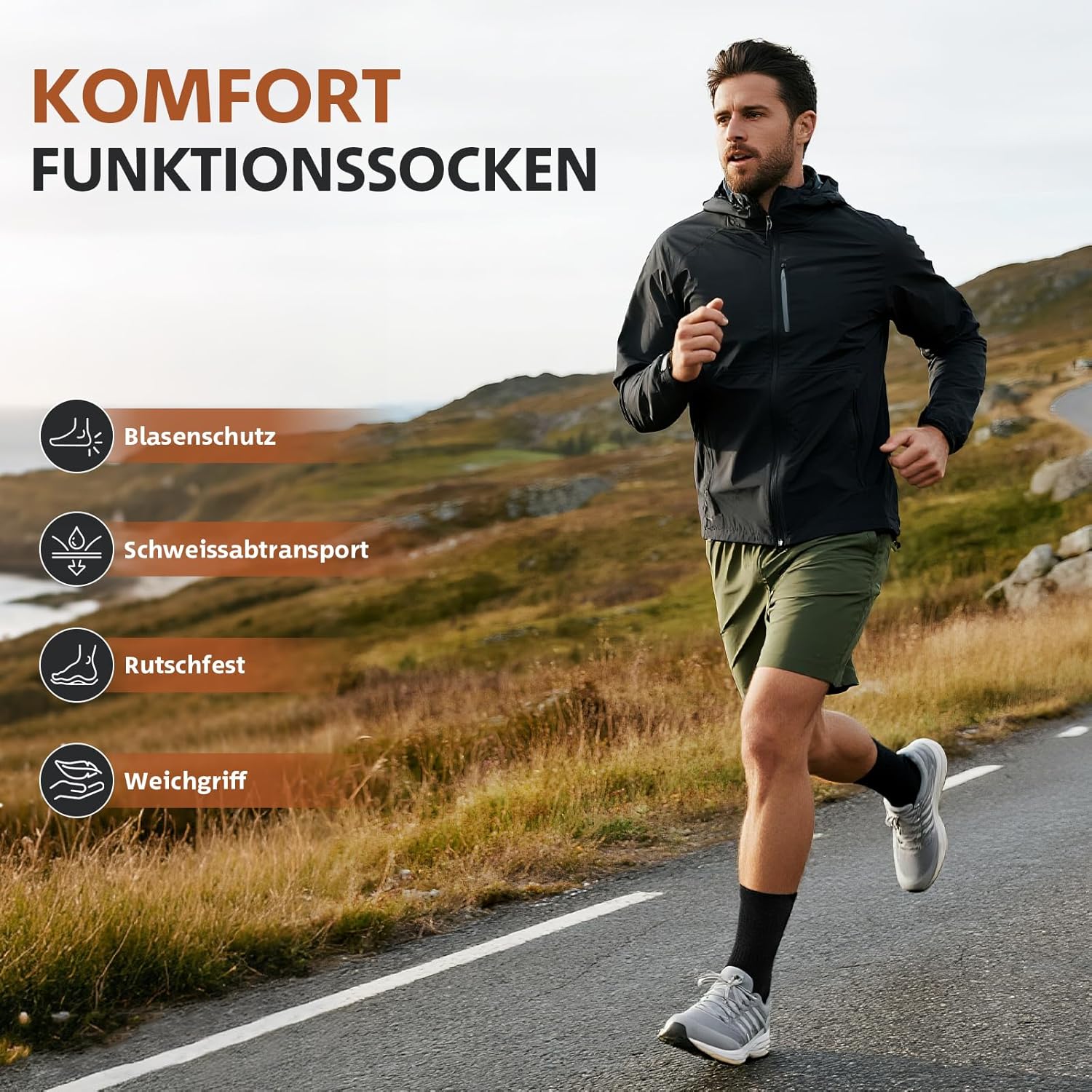 Detalle de Niorasen Socken Herren – Baumwolle mit verstärkter Ferse und Nahtlose Zehen, 4er Pack