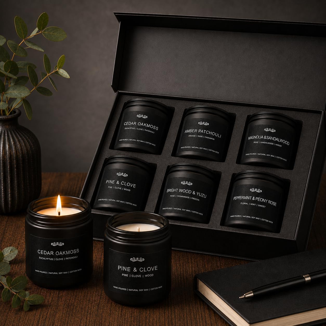 Detalle de 6 Pack Candles for Home: Scented Aromatherapy Gift Set for Men