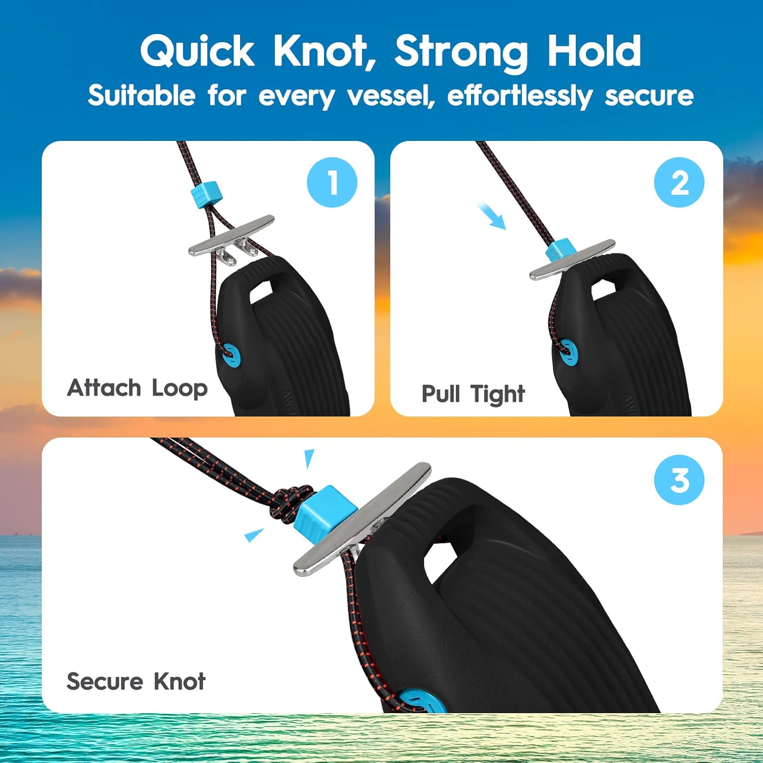 Thumbnail 2 de AWEMUFA Boat Fenders (EVA) — Easy to Install Docking Bumpers for Pontoon, Bass, Jet Ski & Fishing Boats