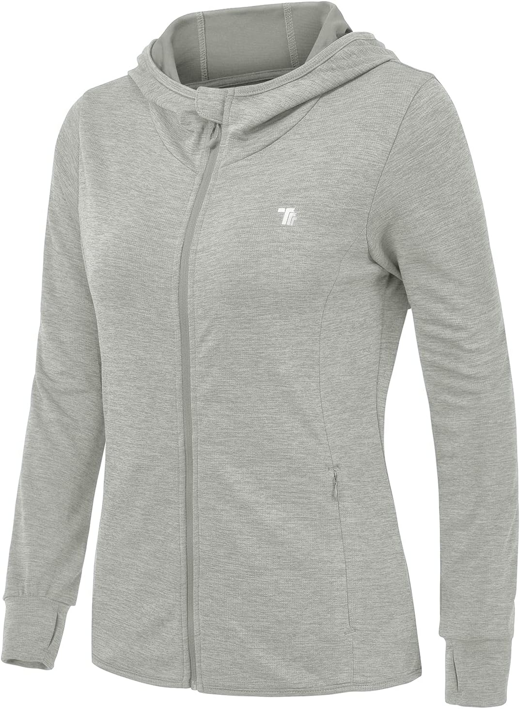 Detalle de donhobo Women’s Running Jackets with Thumb Hole, UPF 50+ Quick-Dry Zip Hoodie Top