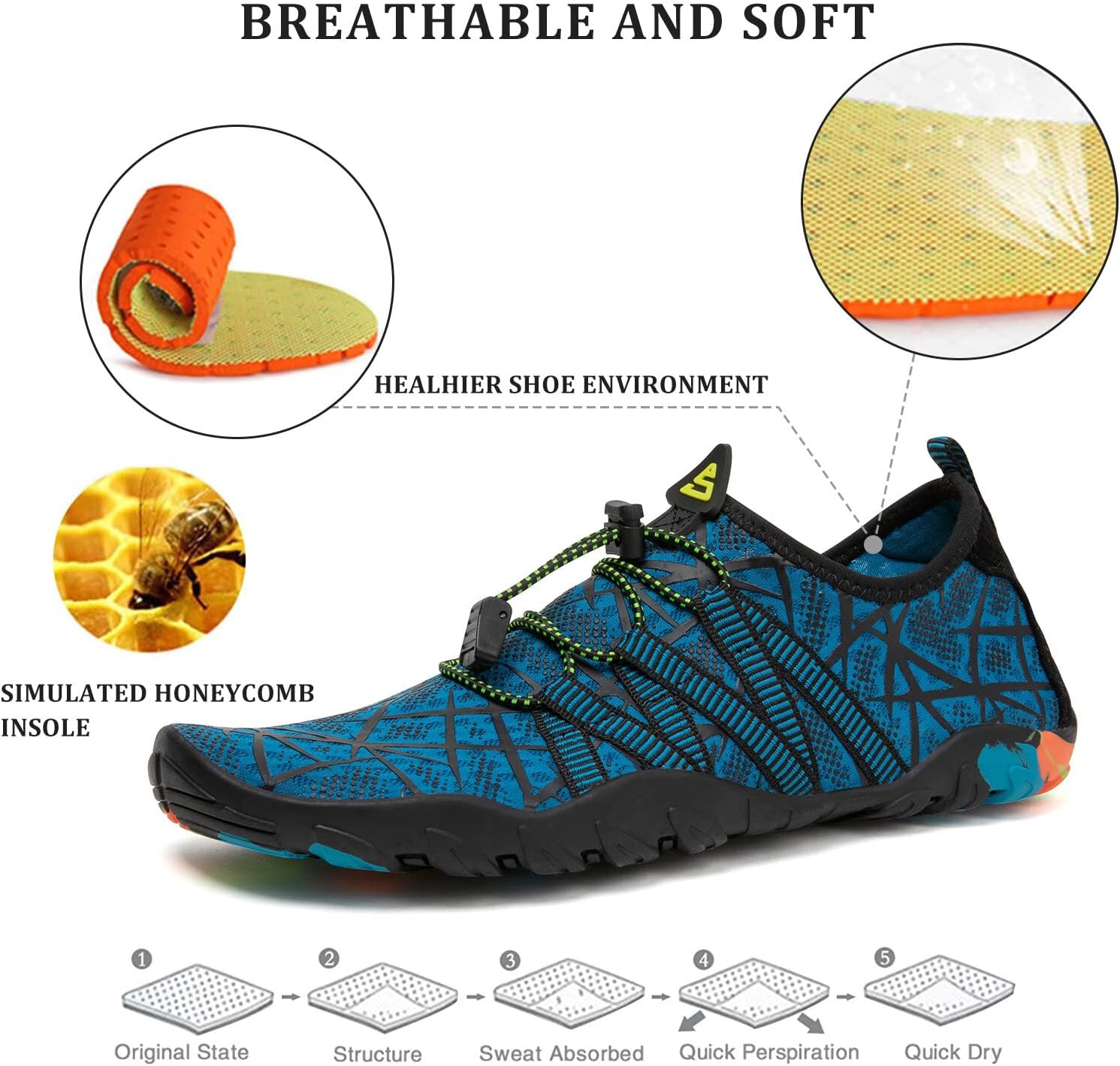 Thumbnail 2 de SAGUARO Chaussures Aquatiques Homme & Femme – Séchage rapide, drainage efficace et protection en plage et mer