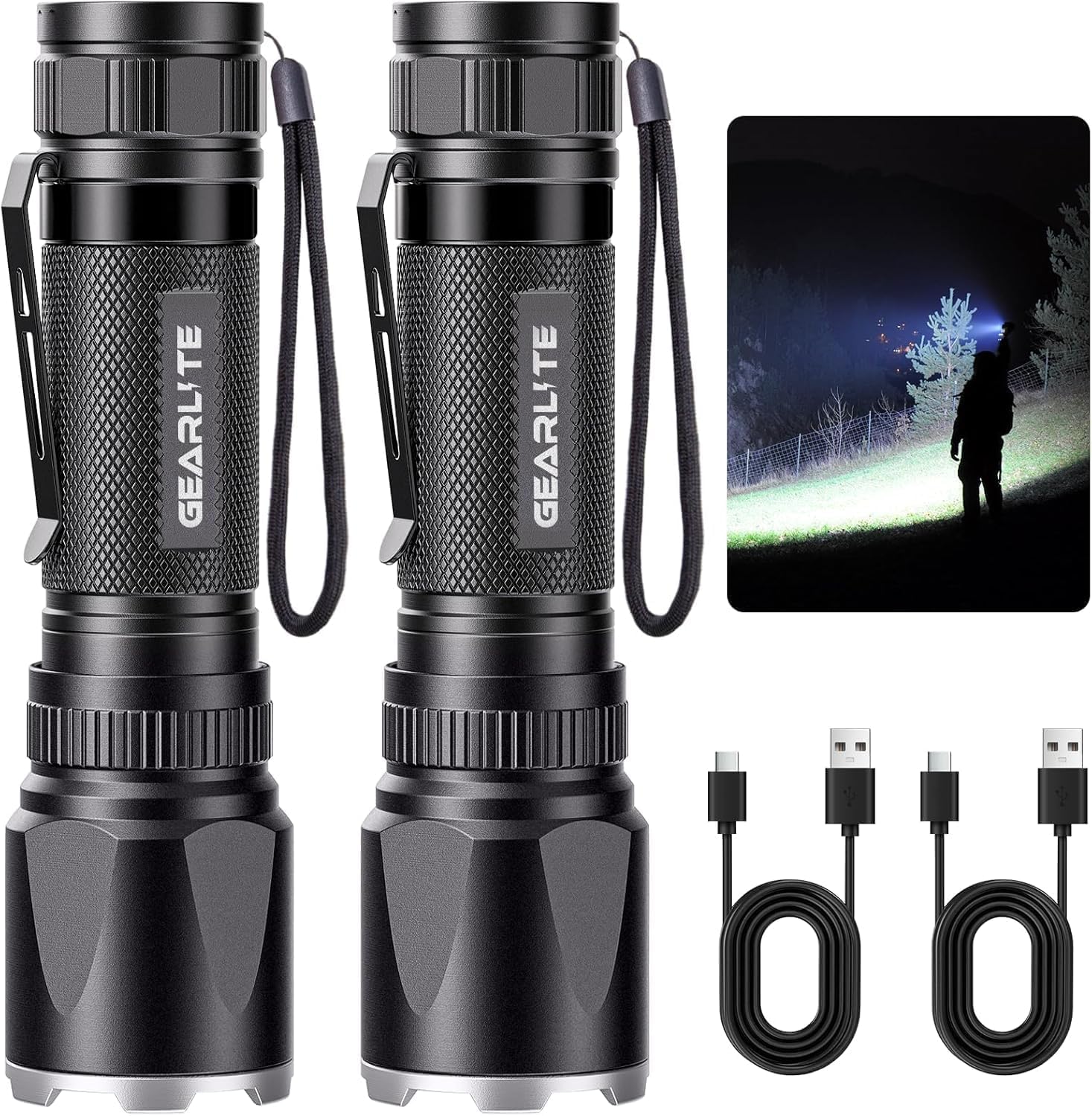 Detalle de GEARLITE 3500LM rechargeable LED torch for camping 🔦