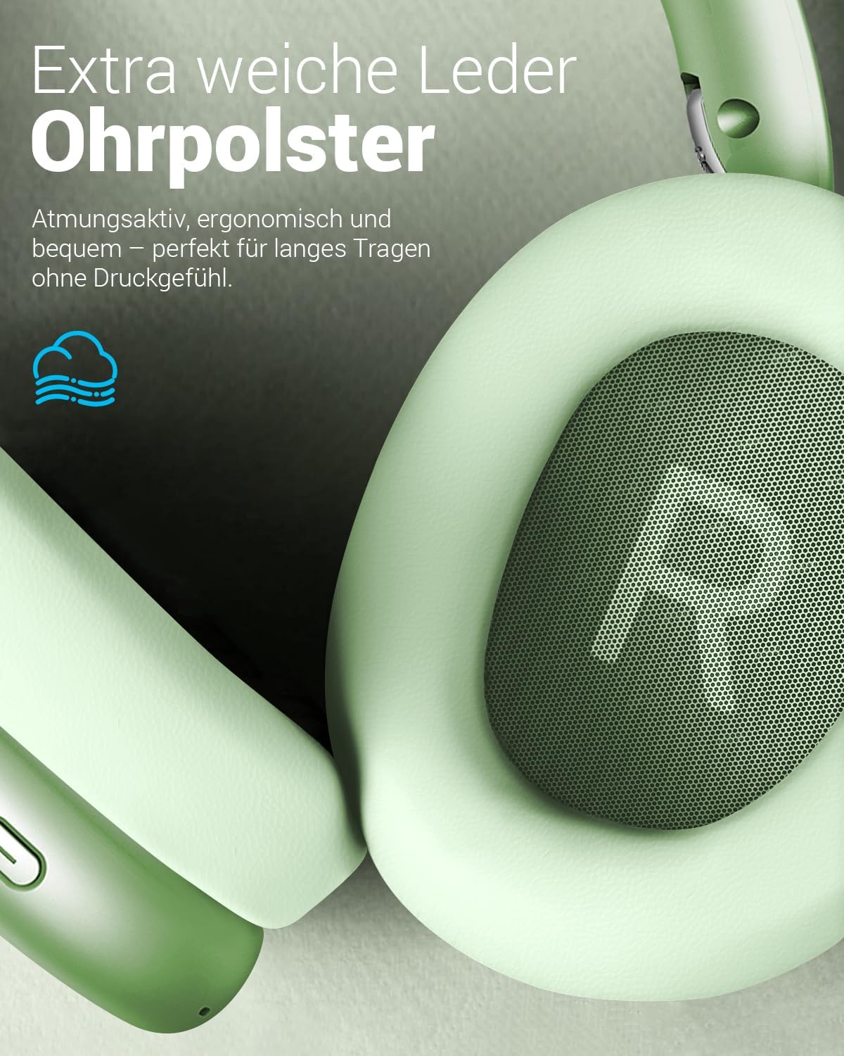 Thumbnail 3 de Wentronic Y01 Noise-Cancelling-Kopfhörer – Kabellos, Over-Ear, Bluetooth 5.3, Hi-Res Klang, 48h Akkulaufzeit, faltbar – Grün