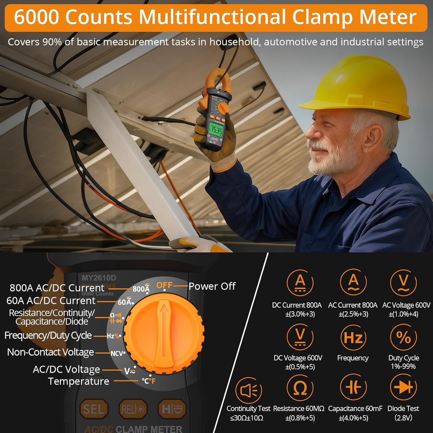 Thumbnail 3 de Neoteck TRMS 6000 Counts Clamp Meter 800A