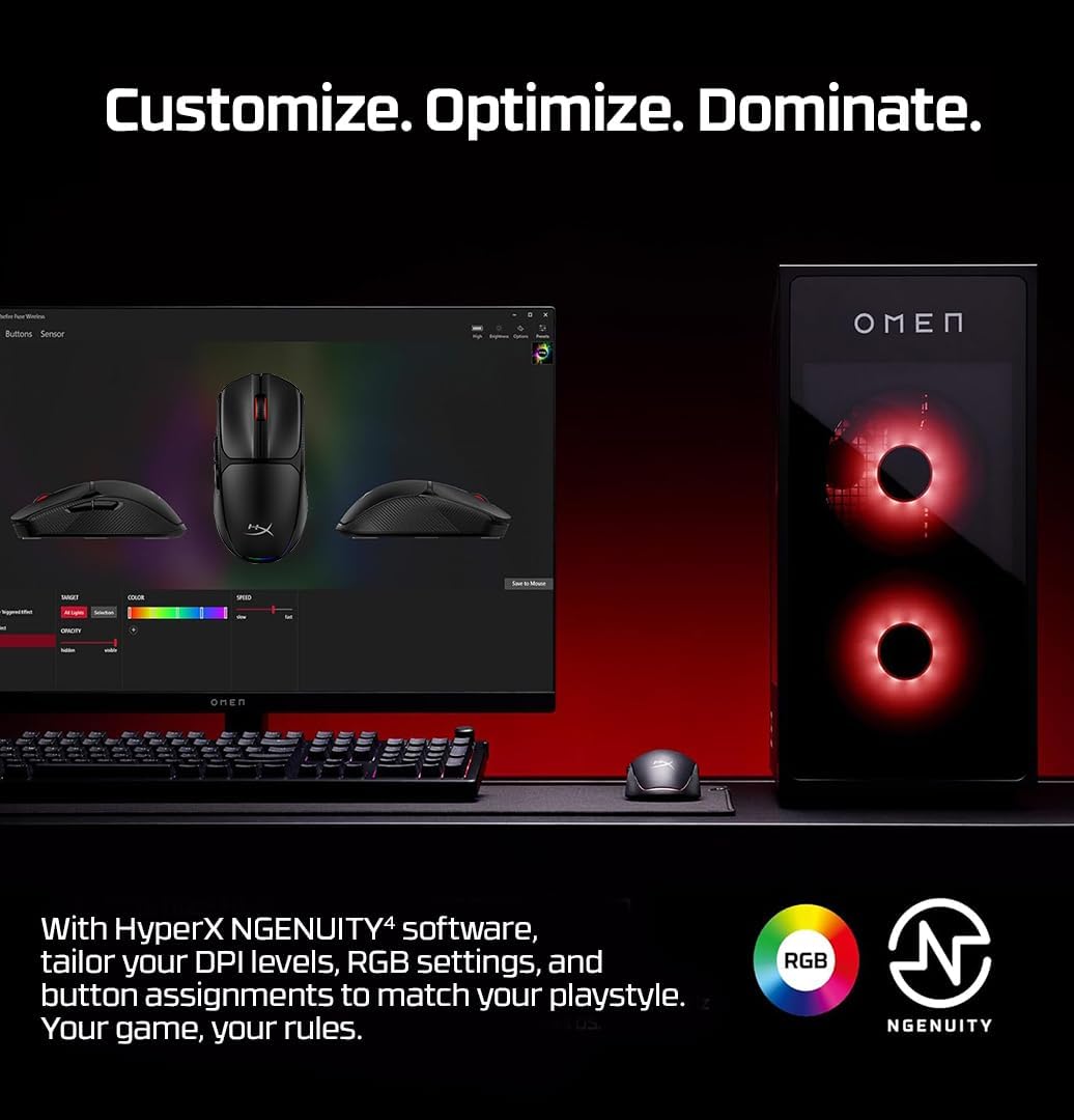 Thumbnail 6 de HyperX Pulsefire Fuse Wireless Gaming Mouse (AAA, up to 85 hours, up to 12,000 DPI, NGENUITY RGB & button remapping)