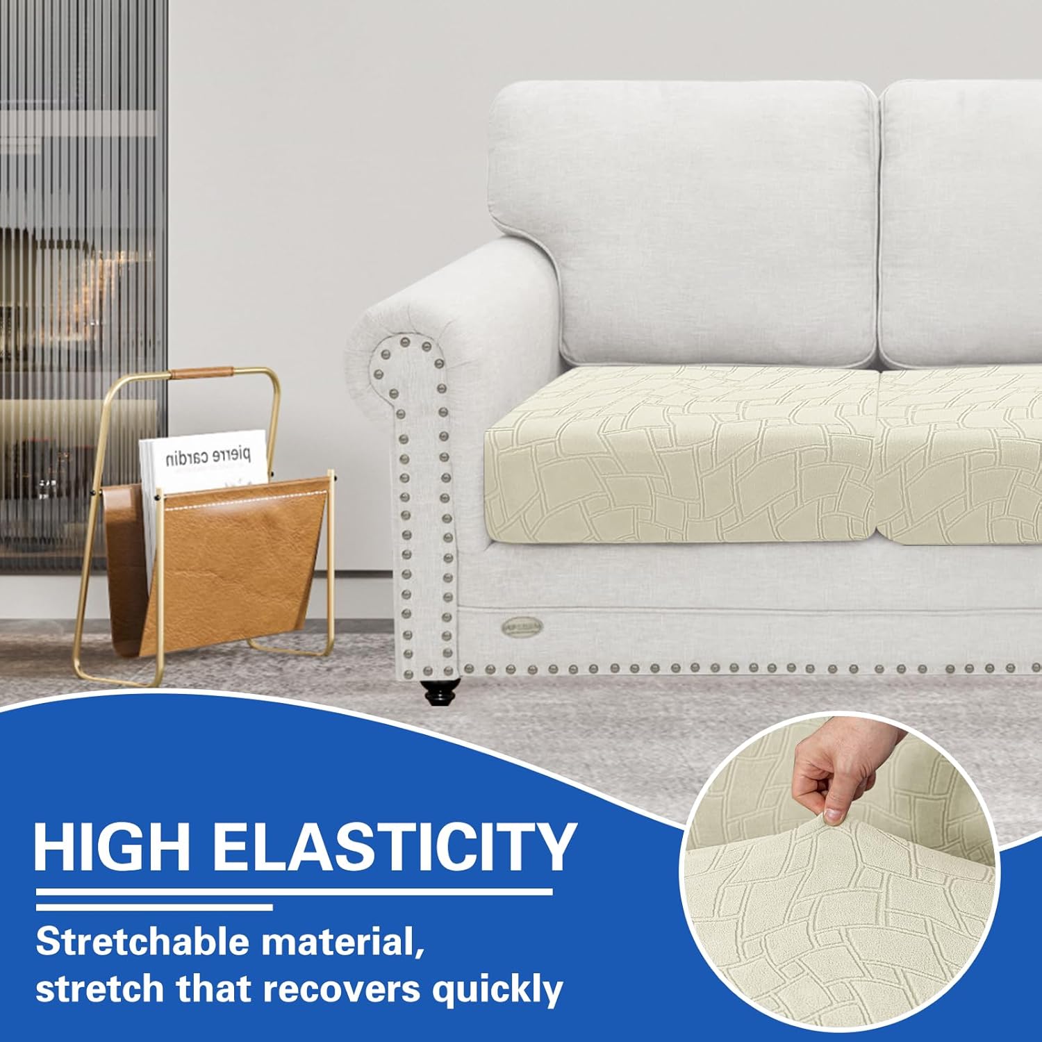 Thumbnail 4 de Ystyle Copricuscini Divano Elasticizzato Beige – Copri Cuscini Antigraffio per Divano (1 Posto*2)