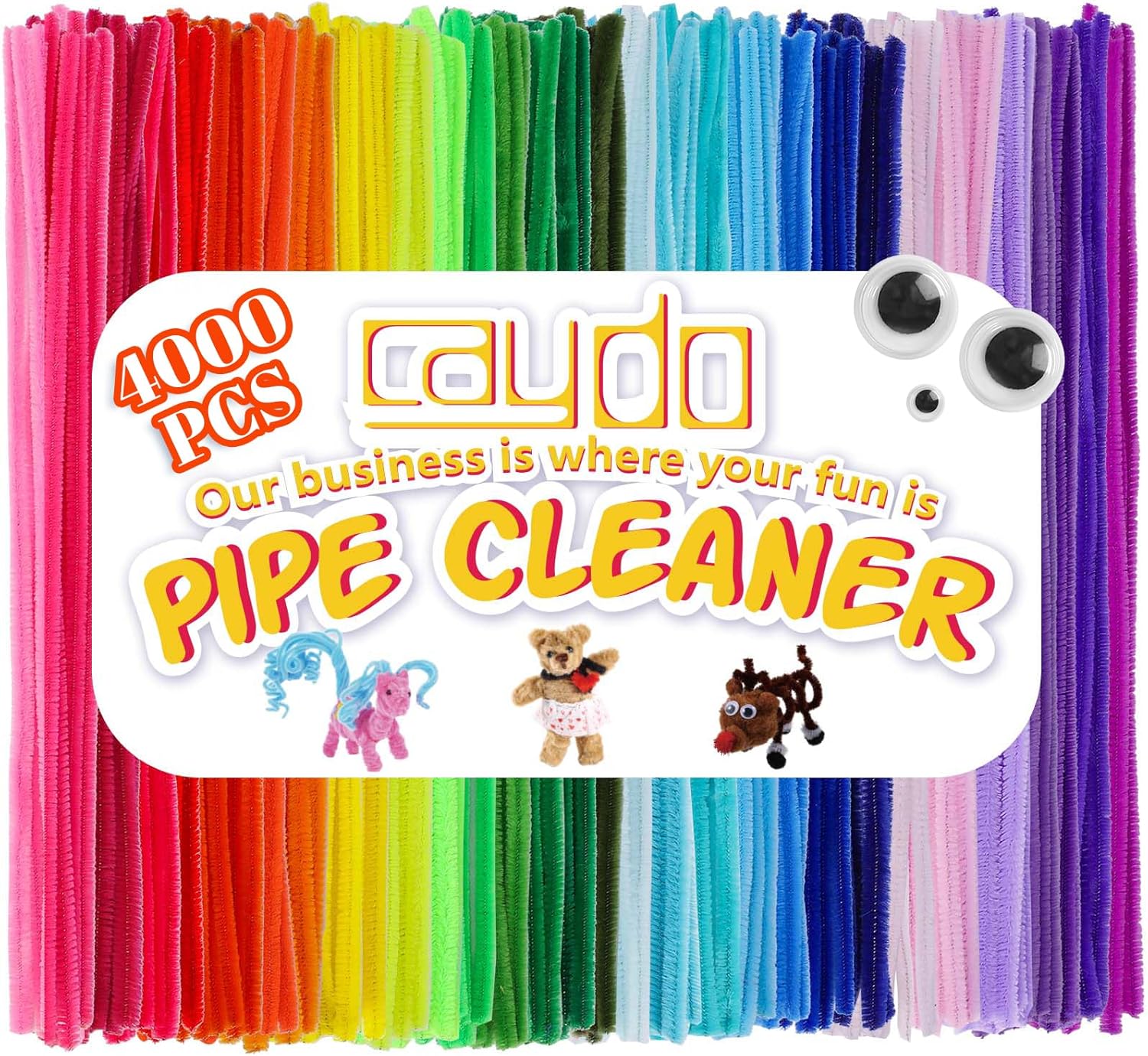 Thumbnail 6 de Caydo 4,000-Piece Pipe Cleaners Set (40 Assorted Colors) with Wiggly Eyes for Arts & Crafts