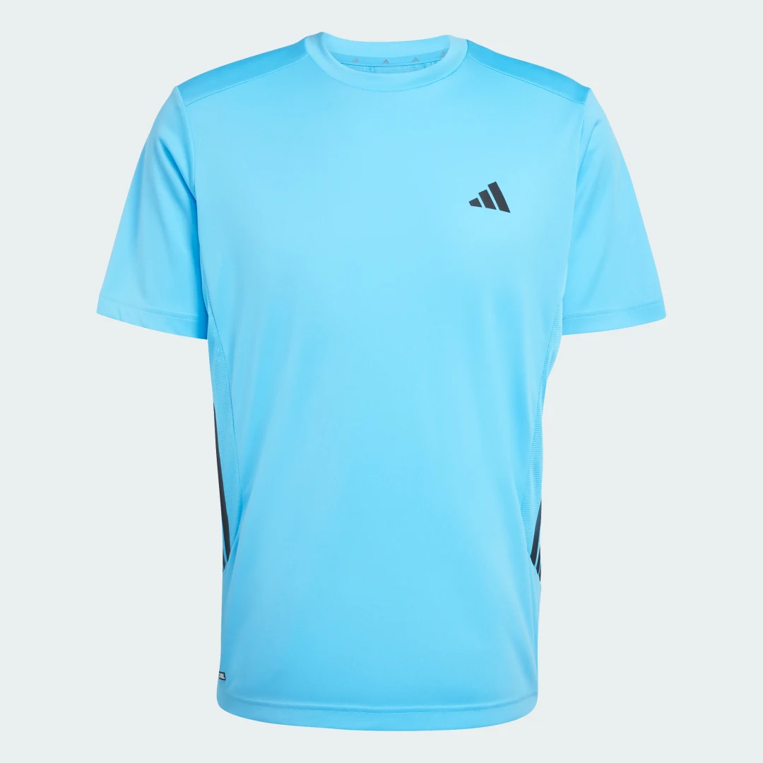 Detalle 2 de Camiseta de entrenamiento Adidas Tech Essentials 3 Stripes – azul
