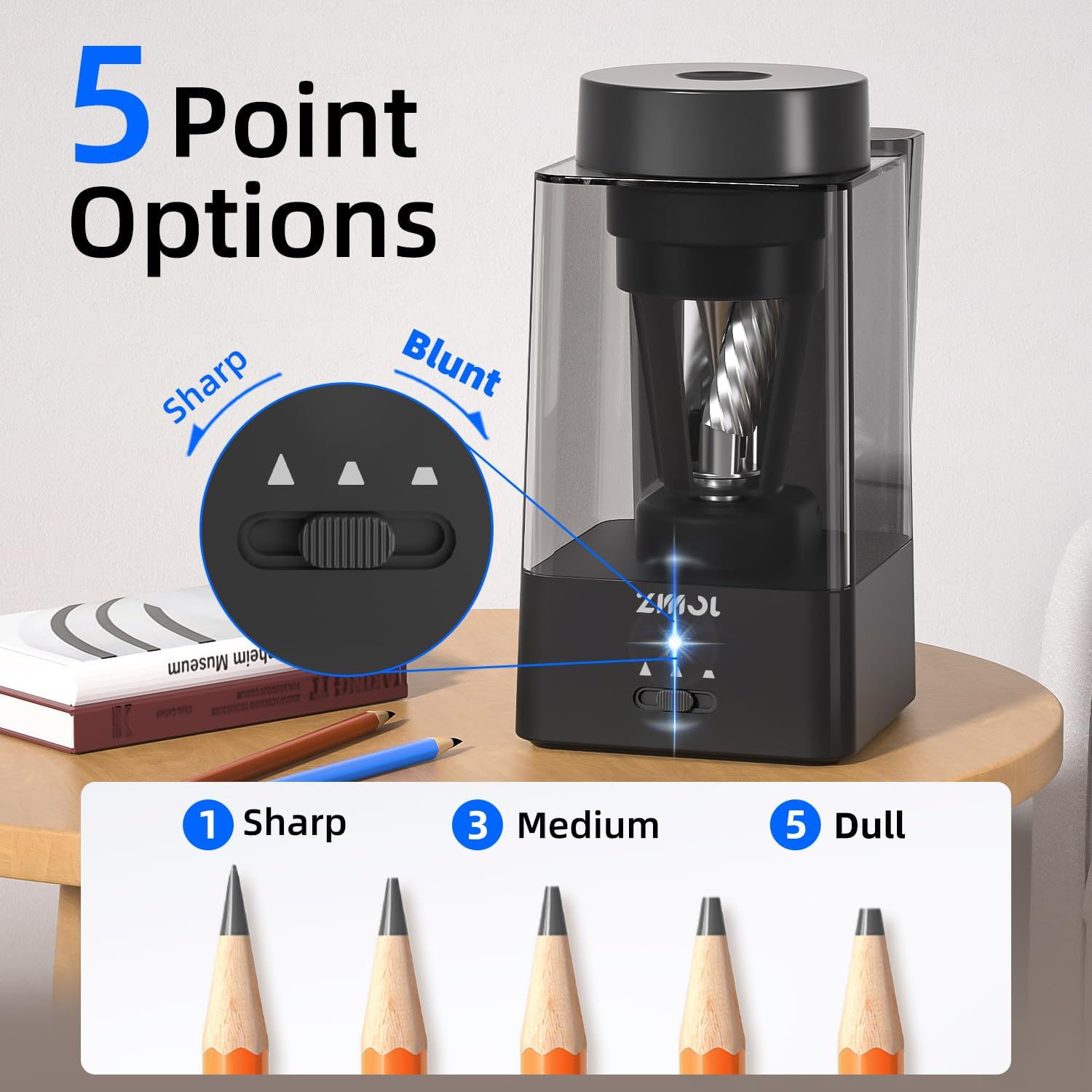 Thumbnail 3 de Zmol Full Automatic Pencil Sharpener: Rechargeable 6–12mm Heavy Duty for Classroom and Home