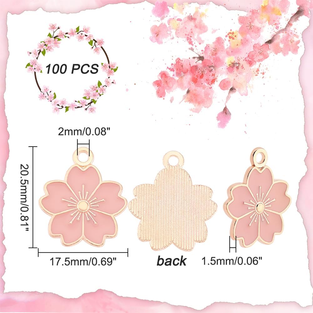 Detalle 2 de DICOSMETIC ピンク桜のエナメルフラワーチャーム 合金製・フラットバックタイプ