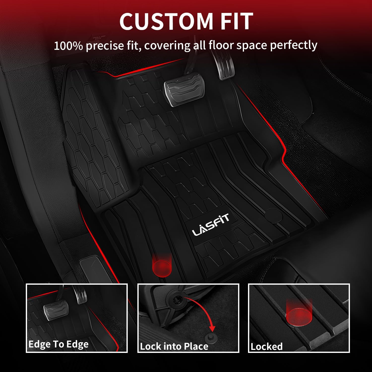 Detalle 2 de LASFIT Lincoln MKC Floor Mats, 2015-2019 Custom-Fit TPE Liners