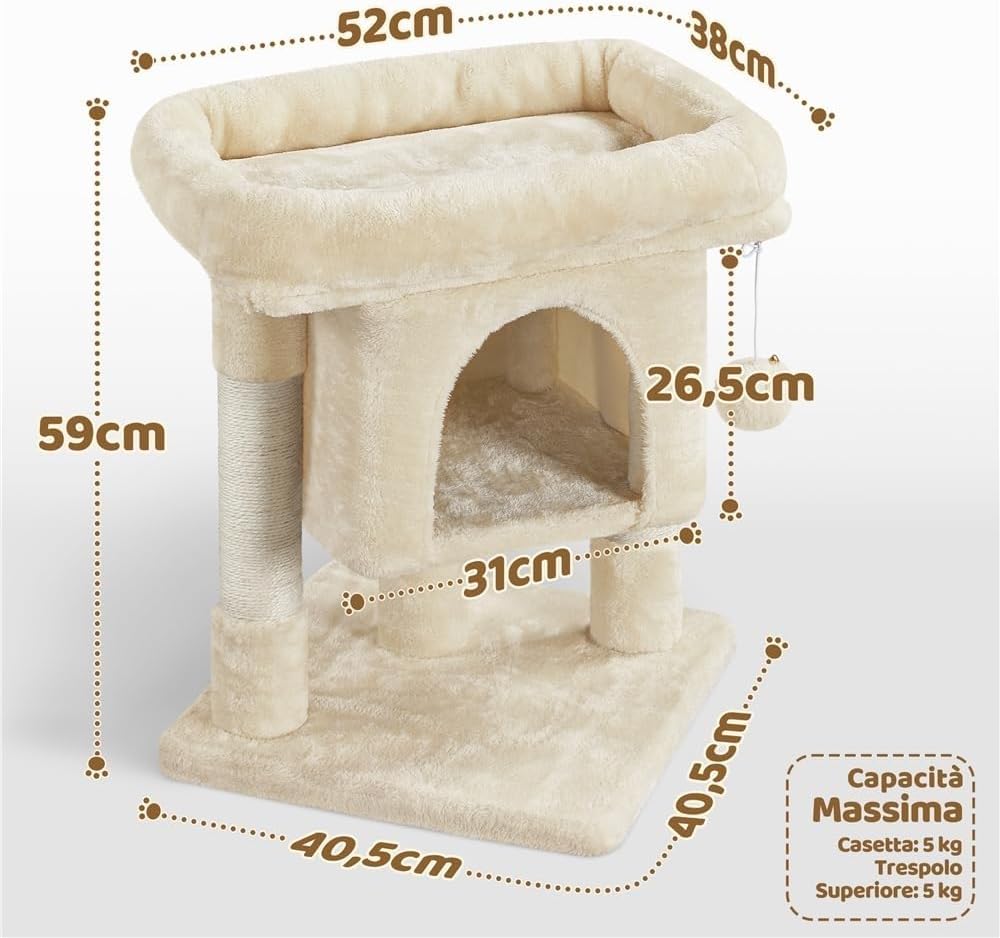 Thumbnail 1 de Yaheetech Tiragraffi Albero per Gatti con Posatoio Grande – 59 cm, Beige