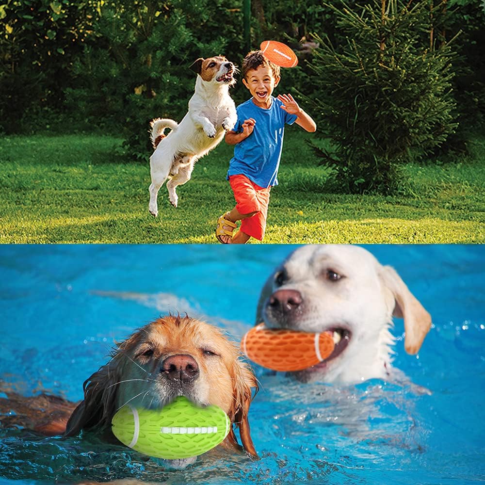 Thumbnail 6 de AUSCAT 2PCS Dog Rugby Ball – Squeaky Natural Rubber Toy for Small to Medium Dogs