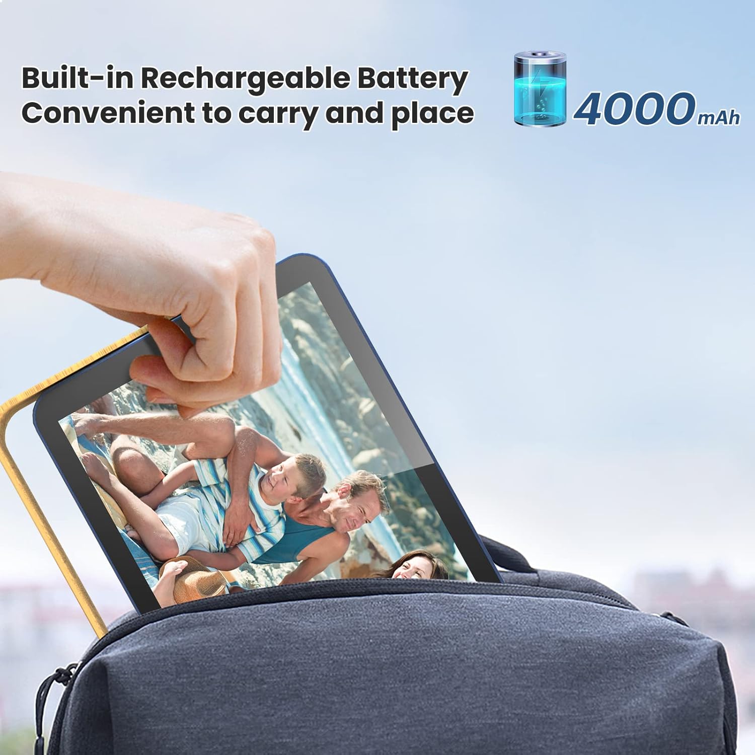 Thumbnail 2 de KODAK Cadre photo numérique Wi‑Fi 10 pouces avec batterie et écran tactile HD IPS – 16 Go