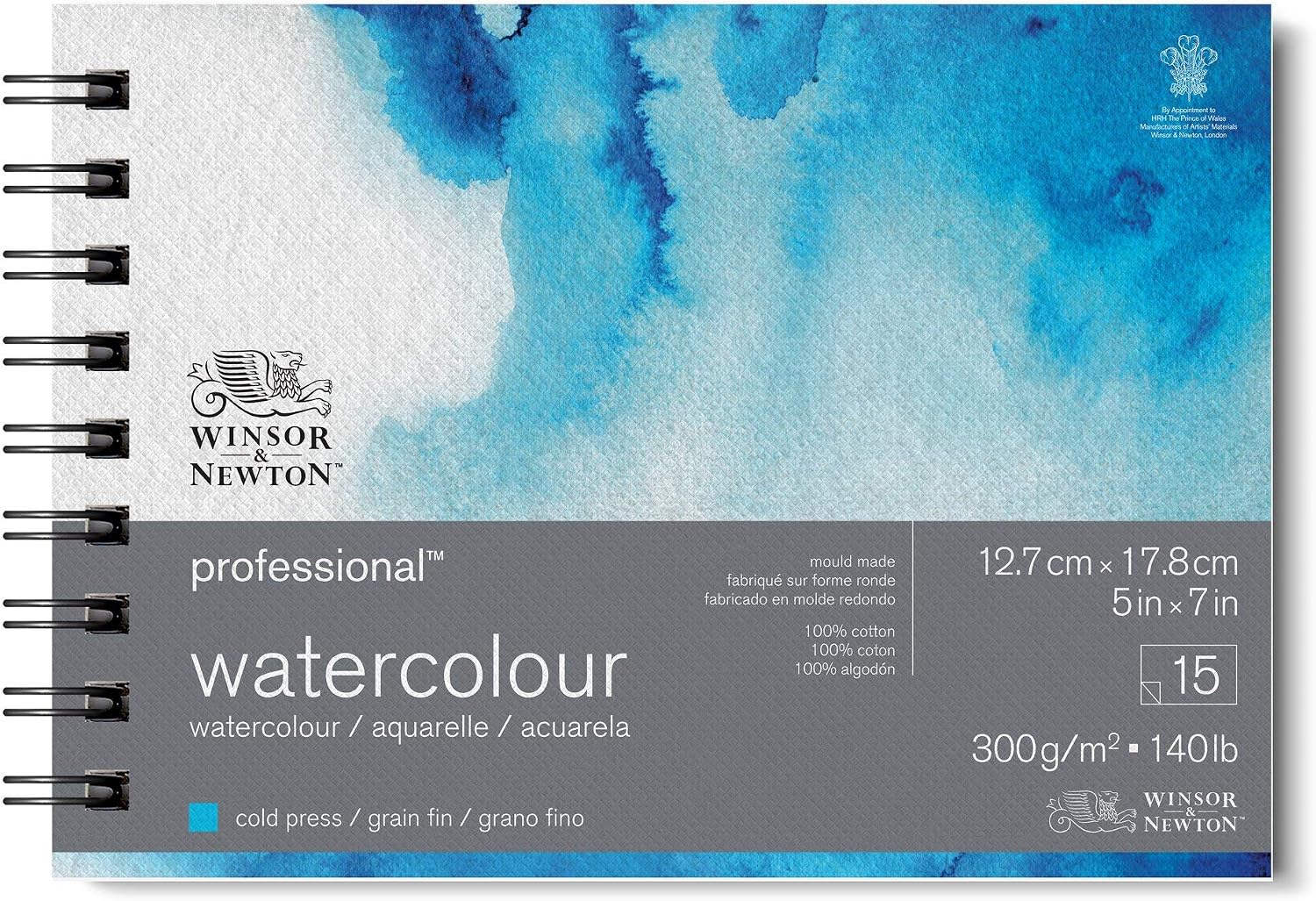 Detalle de Winsor & Newton 6662578 akvarellblock, 300 g/m², finkornigt papper i bomull