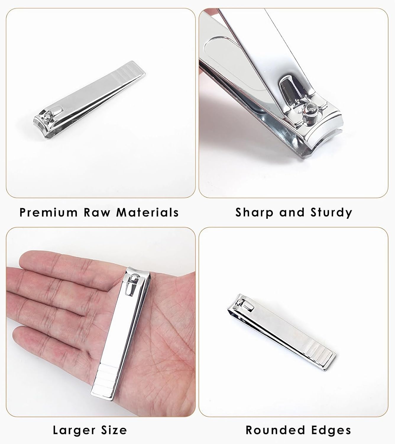 Detalle de Veefos 4-Pack Nail Clippers, Four Large High-Carbon Steel Clippers