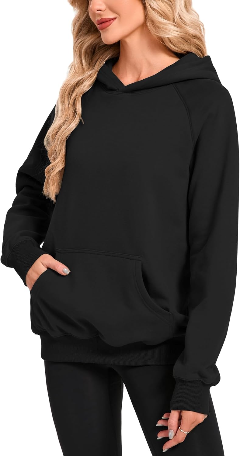 Detalle 2 de Timuspo Hoodie Damen Oversize – Bequemer Baumwollpullover mit Kapuze, langärmlig, einfarbig
