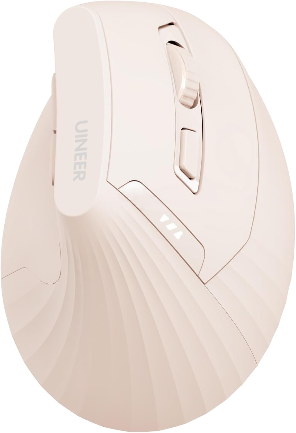 Detalle de Uineer kabellose vertikale Multi-Device Maus (Tri-Mode) mit 2.4G/BT 4.0/5.0, 4 DPI-Stufen und 6 Tasten – Rosa