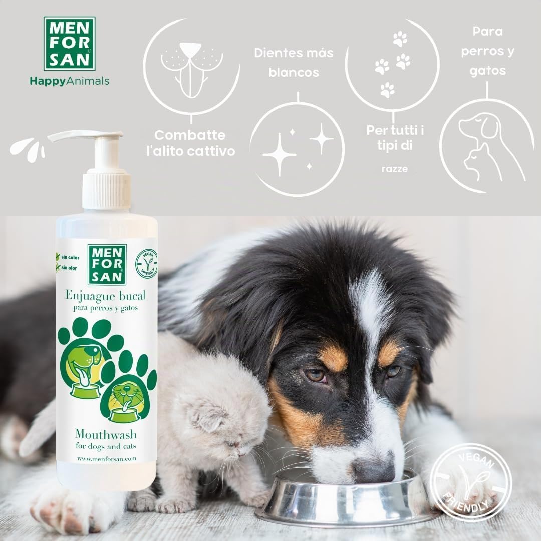 Detalle de MENFORSAN Collutorio anti-tartaro per cani e gatti da bere, 500 ml