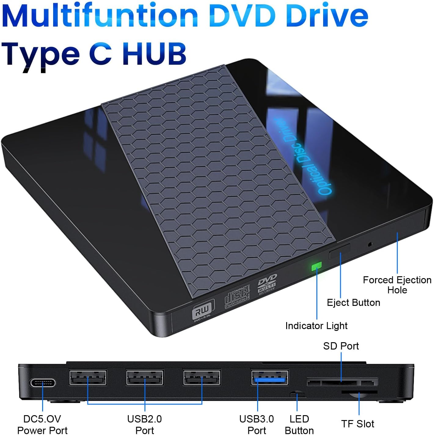 Thumbnail 2 de External DVD Drive USB 3.0 Portable Type C