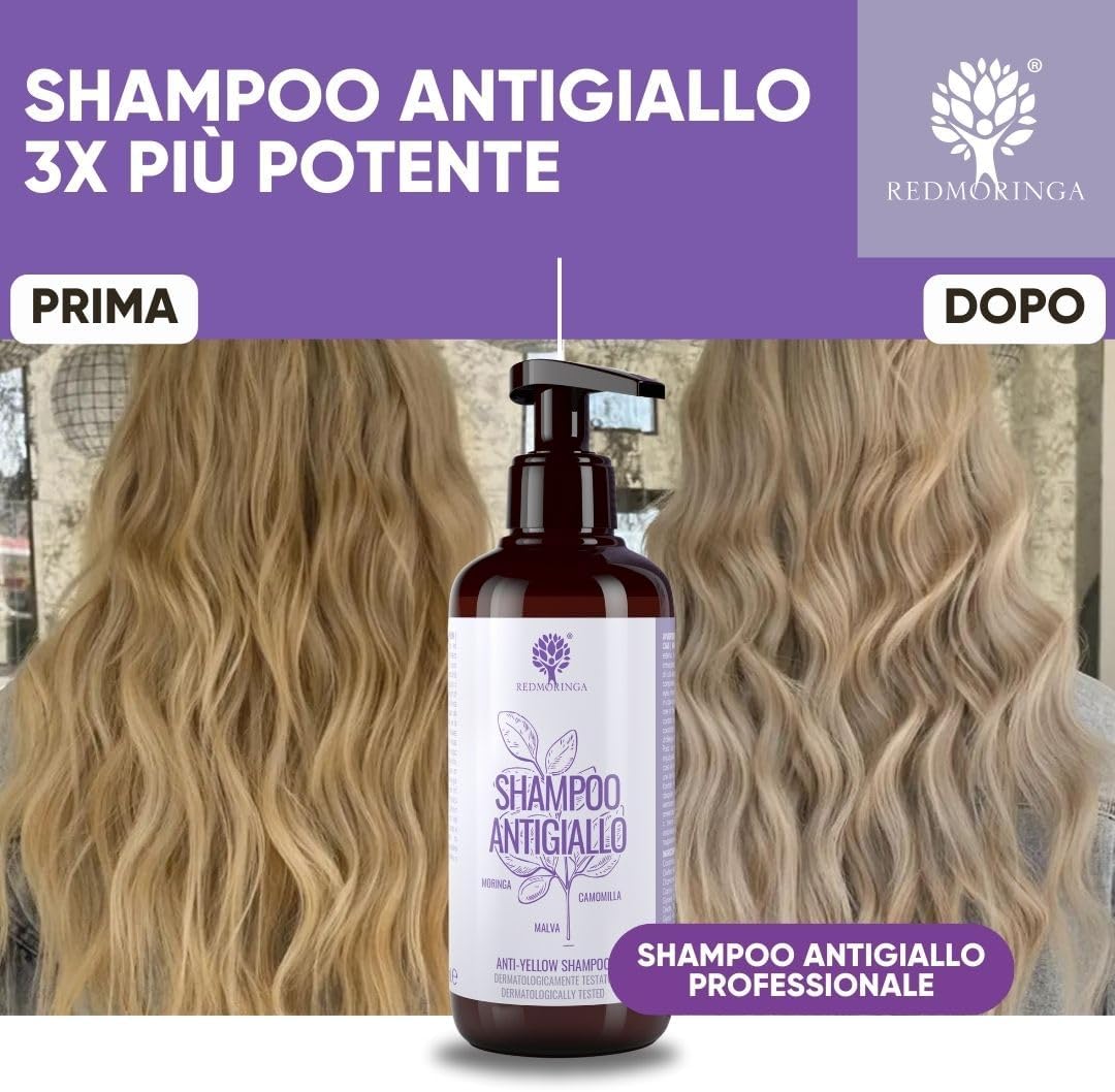 Thumbnail 1 de Shampoo Antigiallo BIO RedMoringa 250ml – Tonalizzante bio per capelli biondi, decolorati e bianchi