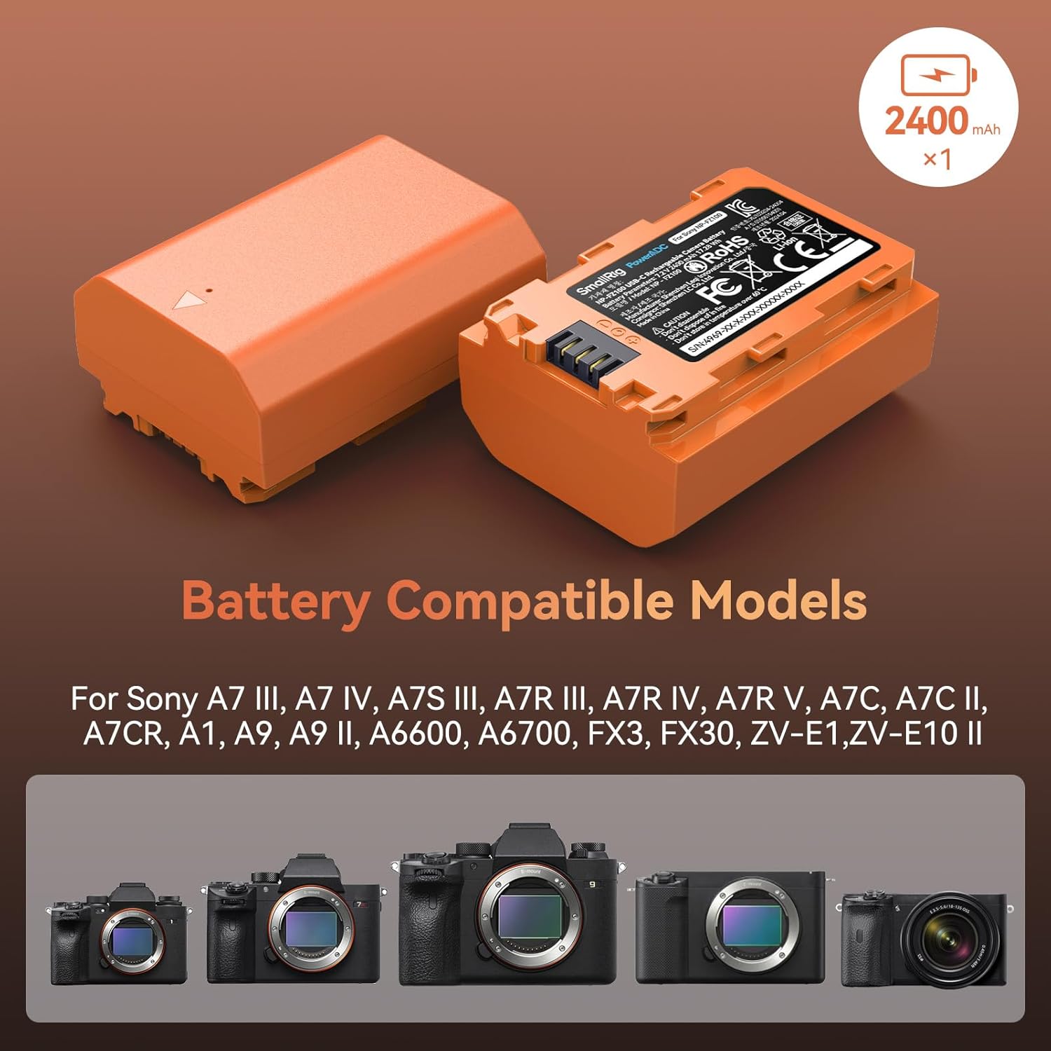 Thumbnail 2 de SMALLRIG 4969 2400mAh USB-C camera battery