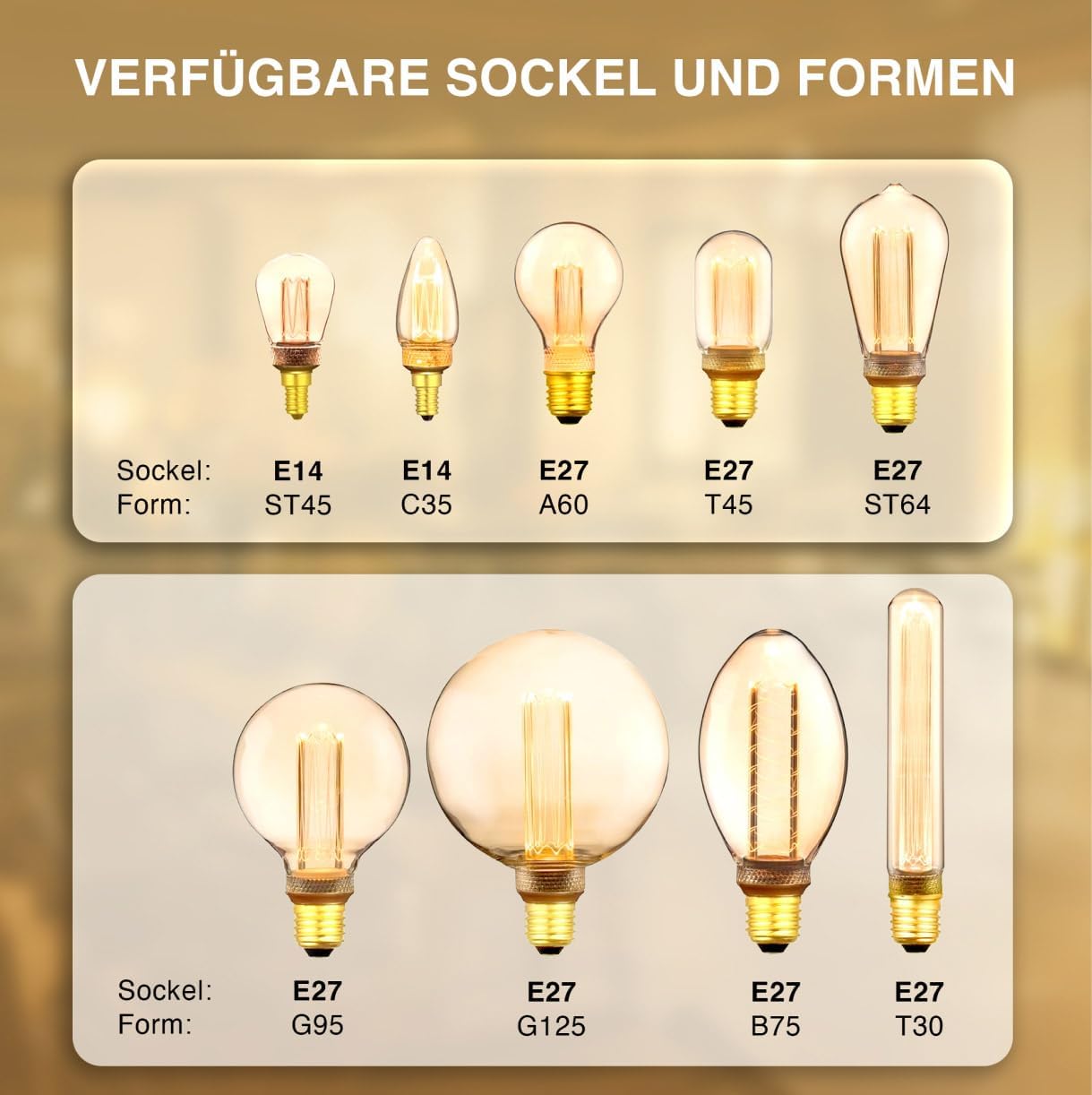 Thumbnail 3 de greenandco E27 LED Vintage Glühbirne A60 „Edison“ – extra warmweiß 1.800 K, flimmerfrei, nicht dimmbar (gold, 2 W)