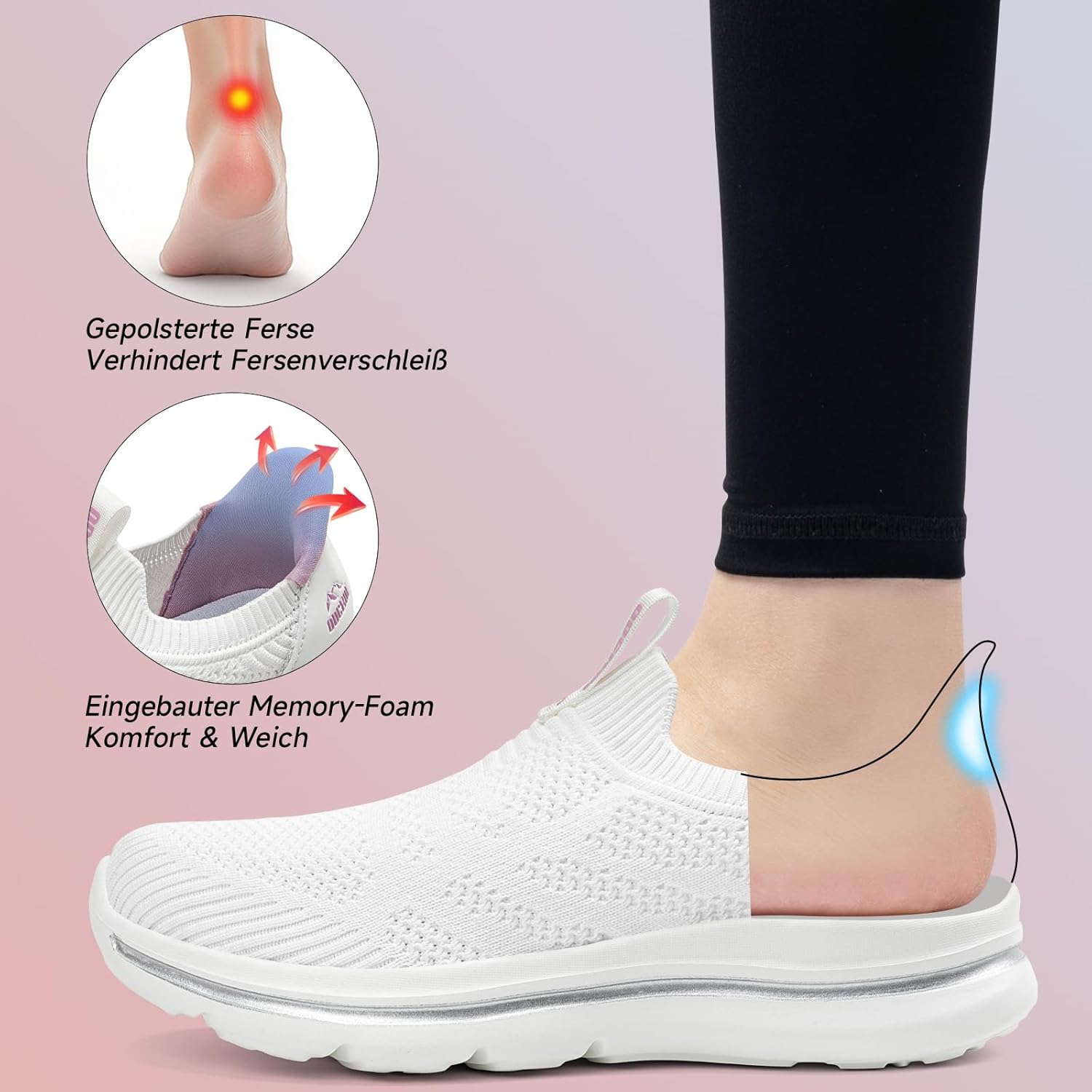 Detalle de ODCKOI Slip-on Damen Sneakers – bequeme, atmungsaktive Leicht-Trainingsschuhe