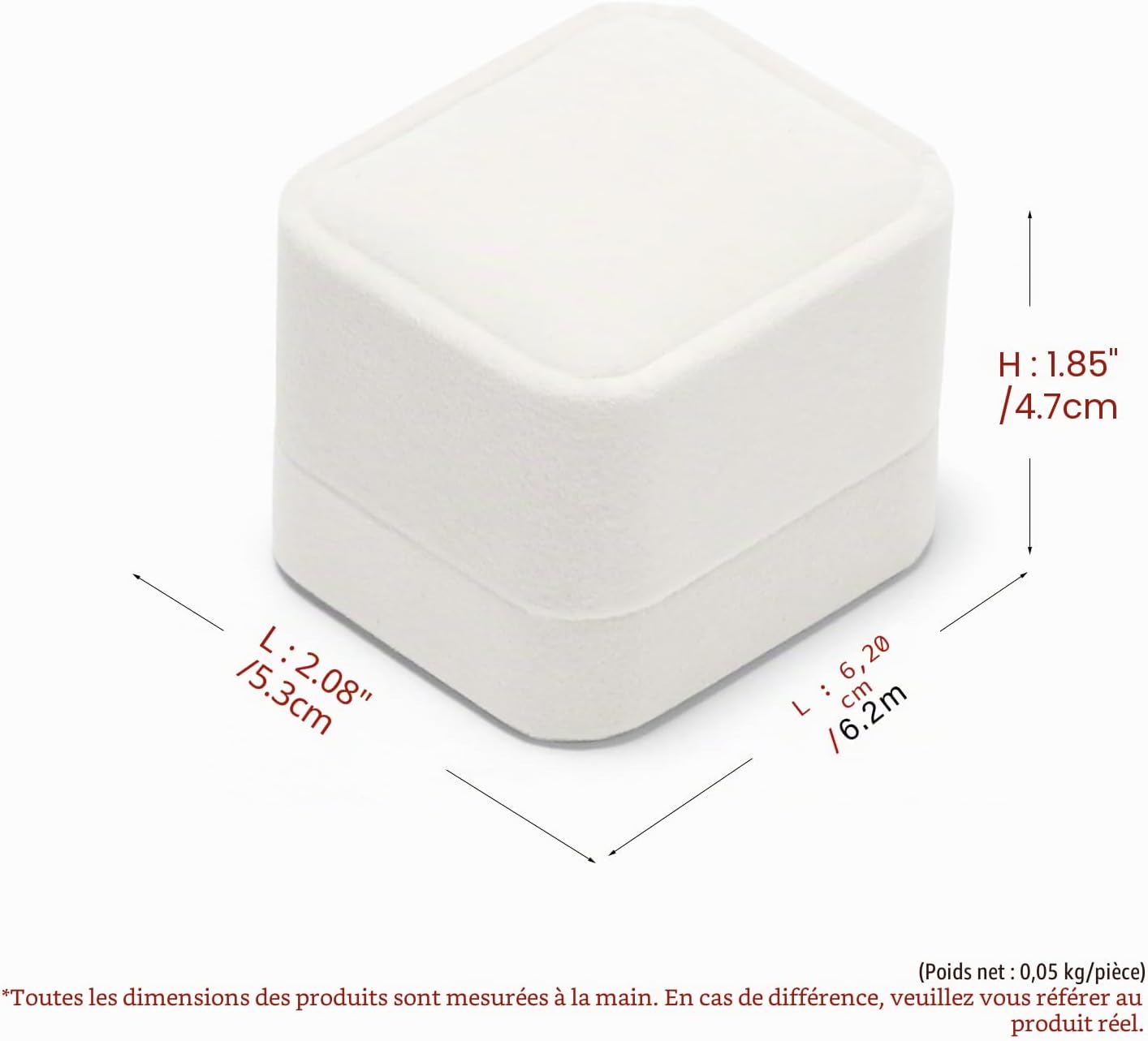 Thumbnail 3 de Oirlv Blanc Velours Boite à Bijoux – Coffret bague élégant 6x5x4 cm