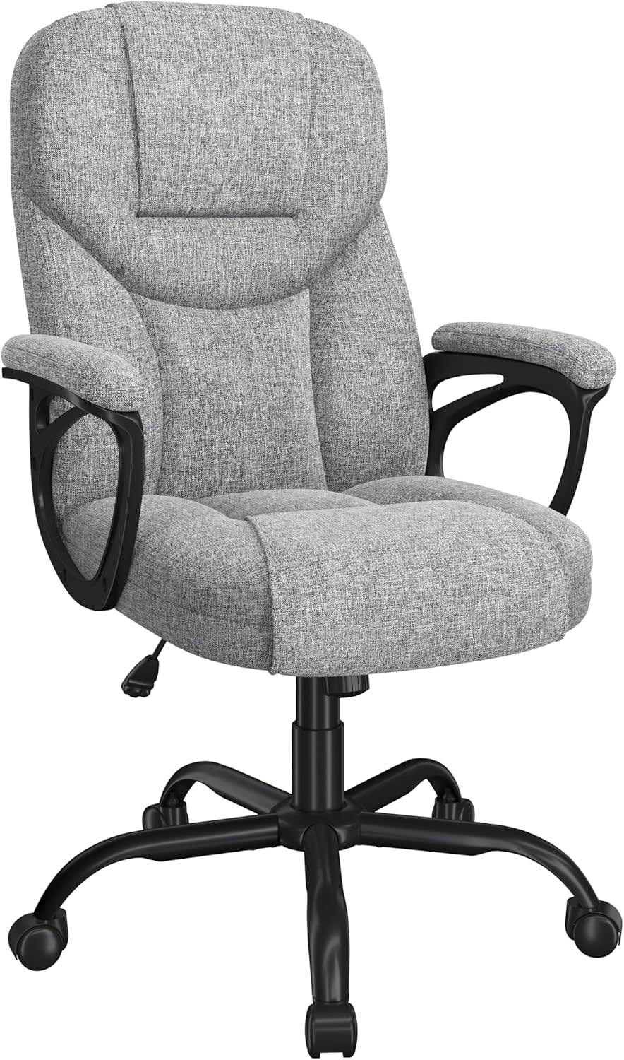 Detalle de Yaheetech Sedia Ufficio Ergonomica con Schienale Alto in Tessuto e Ecopelle Grigio – Rotelle, Altezza Regolabile