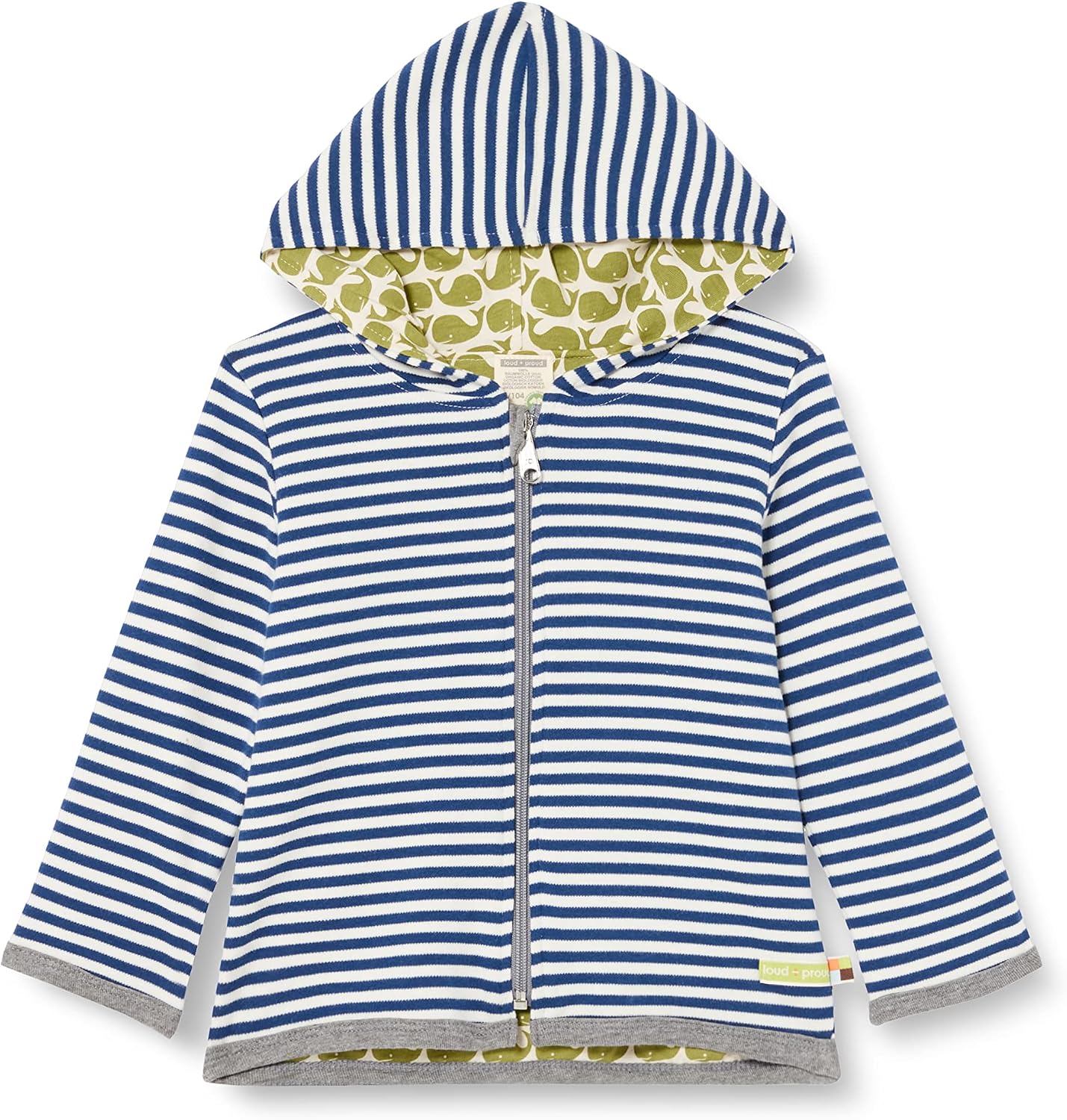 Detalle de Loud + Proud Unisex Kinder Wendejacke Ringel – GOTS zertifiziert