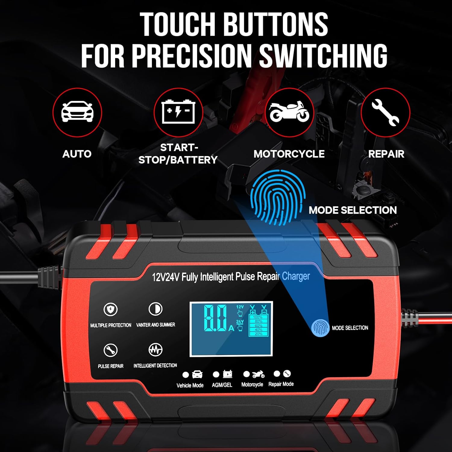 Thumbnail 2 de Caricabatterie Auto 12V/24V 8A con Protezioni Multiple e Mantenitore Intelligente con Display LED