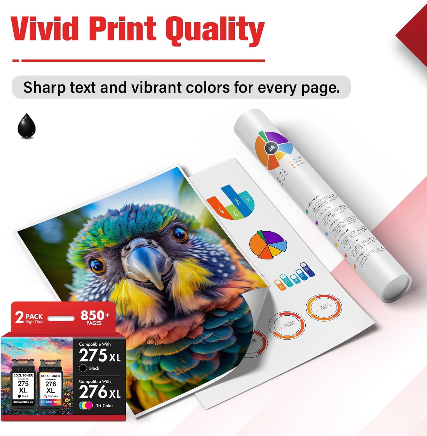 Thumbnail 4 de Cool Toner PG-275XL/CL-276XL Ink Cartridge Combo Pack for Canon PIXMA