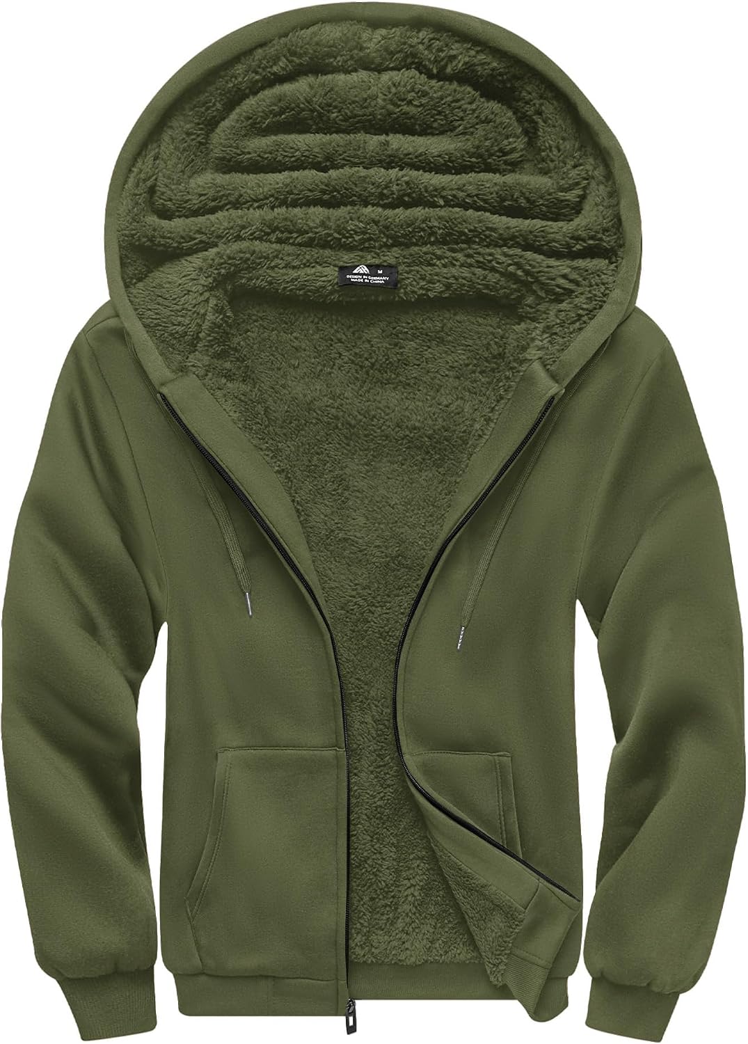 Detalle de SCODI Men's Zip-Up Hoodie, Sherpa-Lined