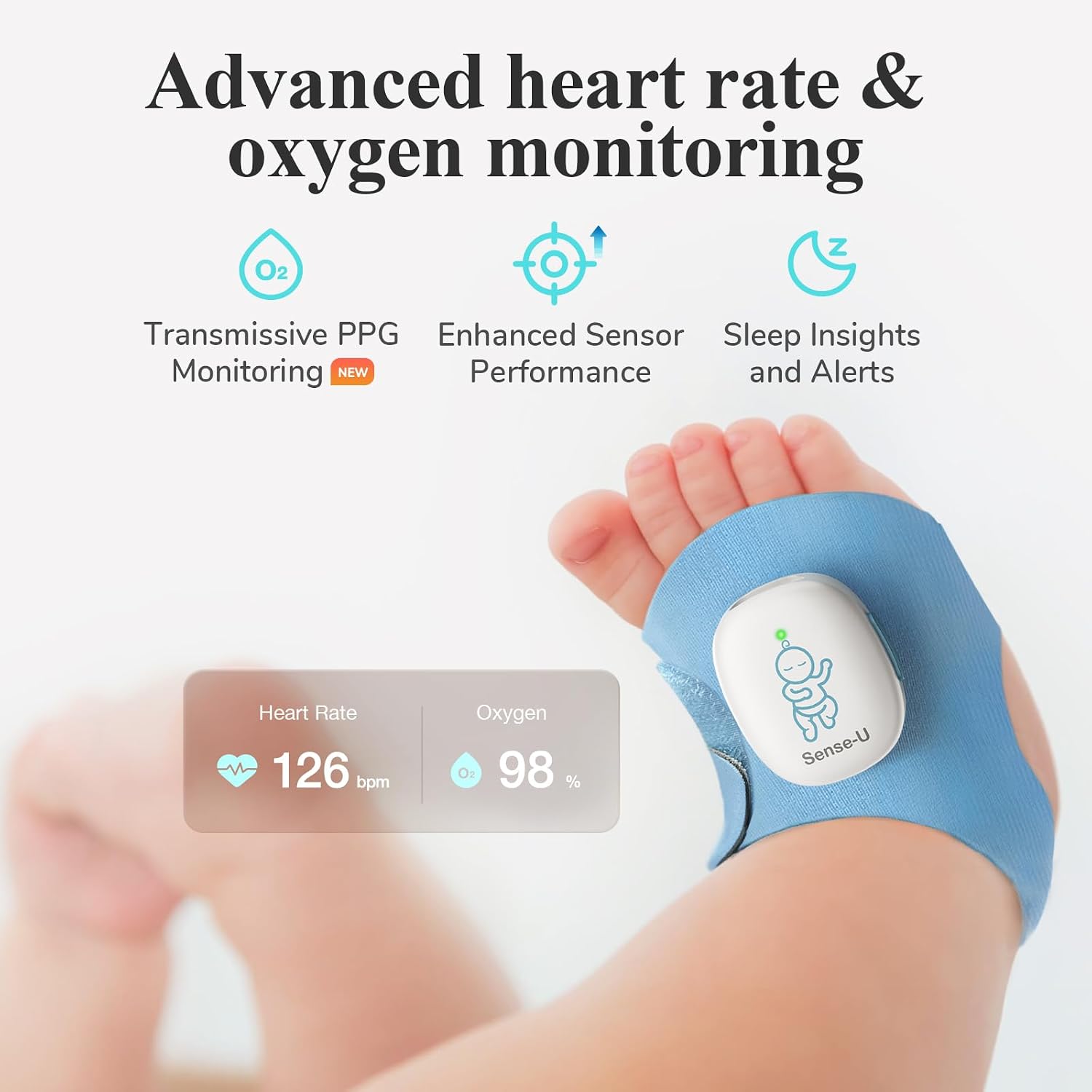 Thumbnail 1 de Sense-U Smart Sock Shoe 2 Baby Monitor: Heart Rate & Sleep Insights for 1–12 Months