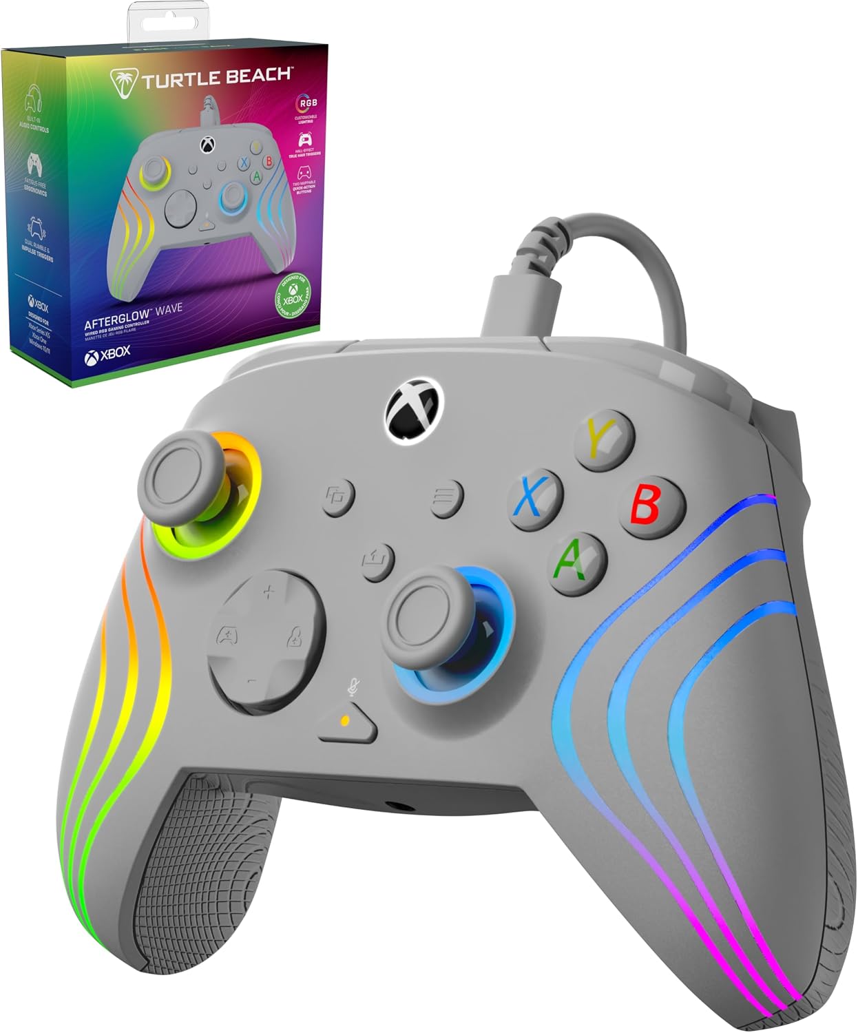 Detalle de TURTLE BEACH TBC-2002-85 Afterglow Wave 有線ゲームコントローラー グレー、背面ボタン・RGB搭載