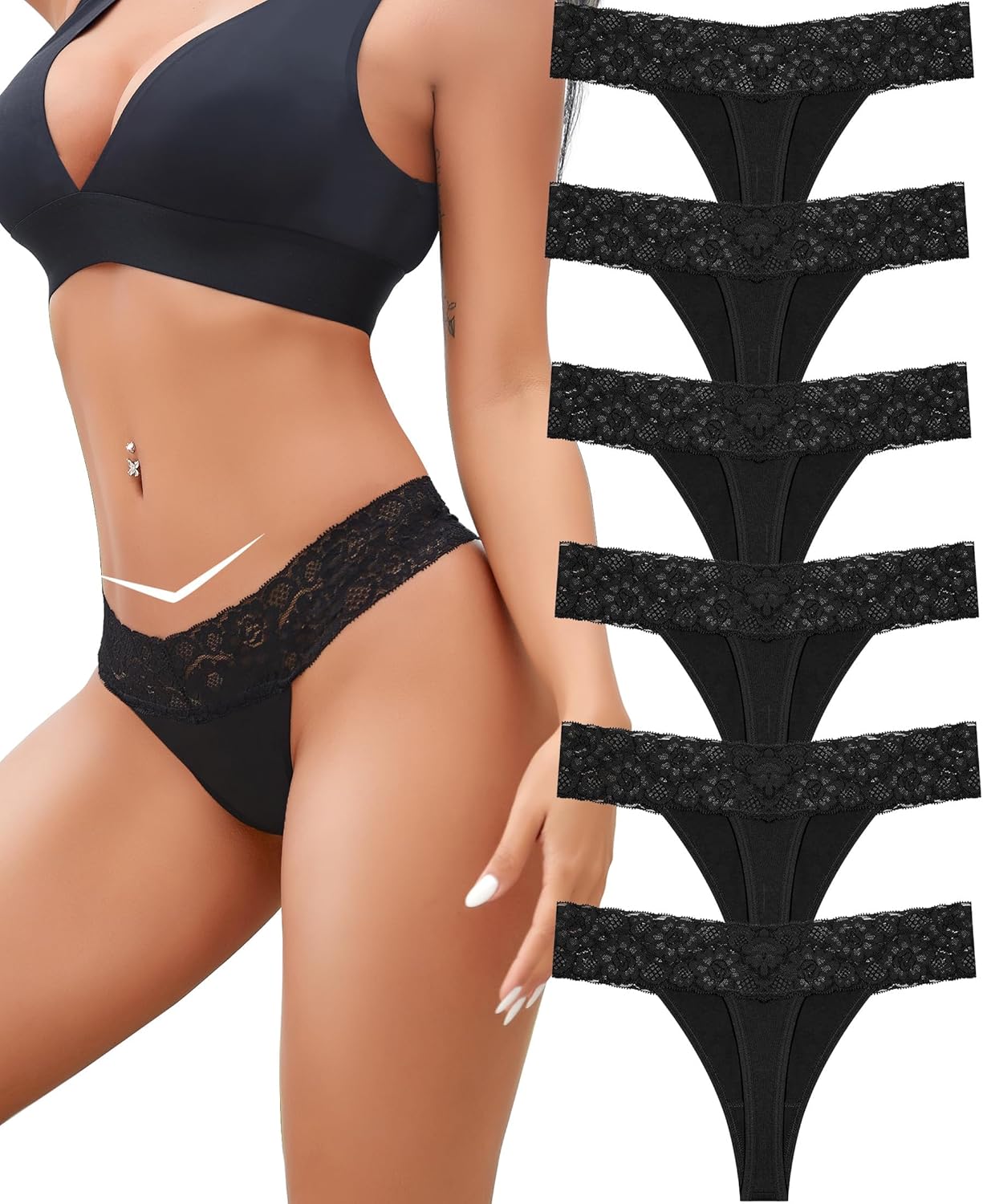 Detalle de BeReady Baumwolle String Tanga Bequeme Spitzenunterwäsche