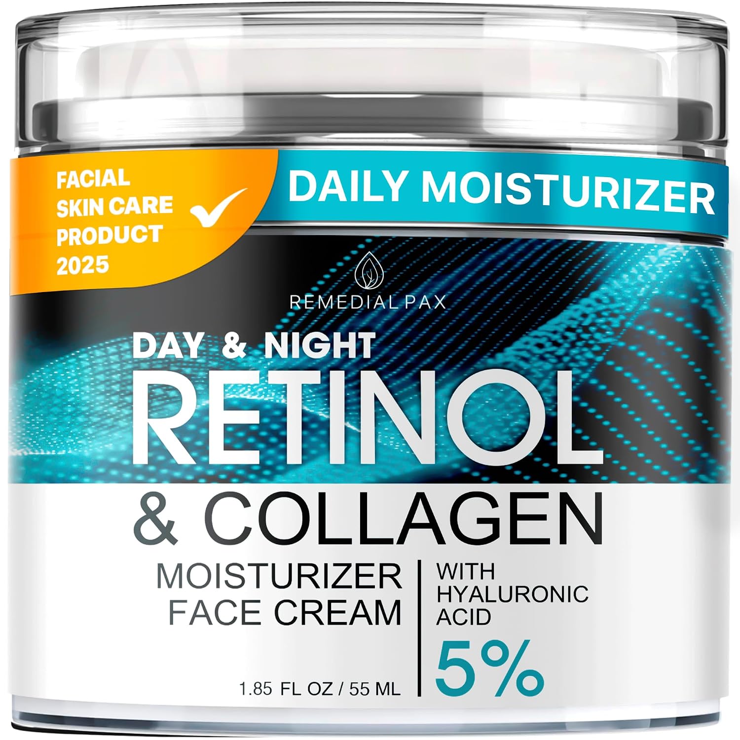 Detalle de Retinol Face Moisturizer Cream for Face & Neck with 1% Retinol and Hyaluronic Acid (Day & Night), 1.85 fl oz