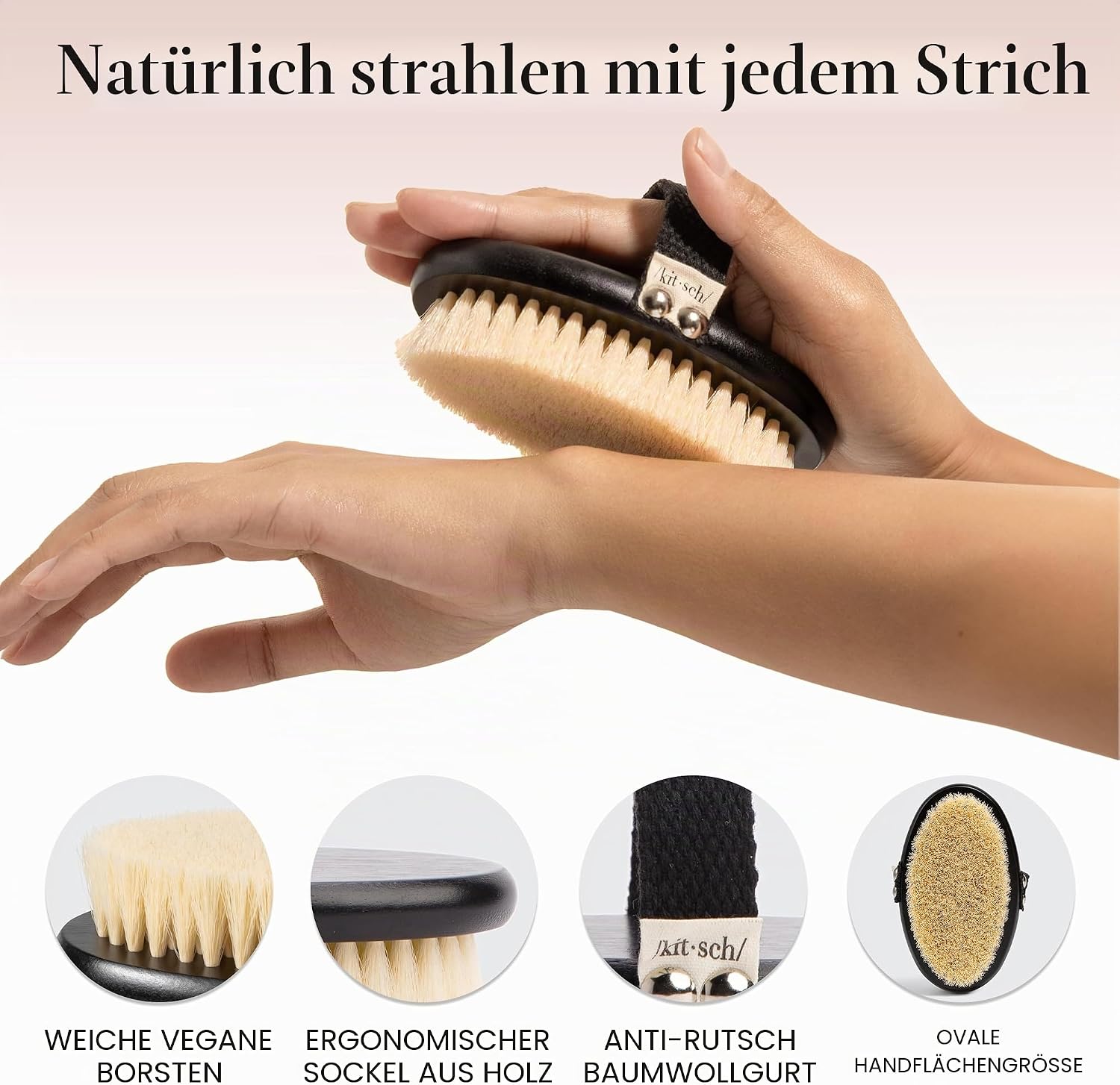 Detalle de Kitsch Dry Brushing Körperbürste für Lymphdrainage – weiche Borsten, nachhaltige Trockenbürste