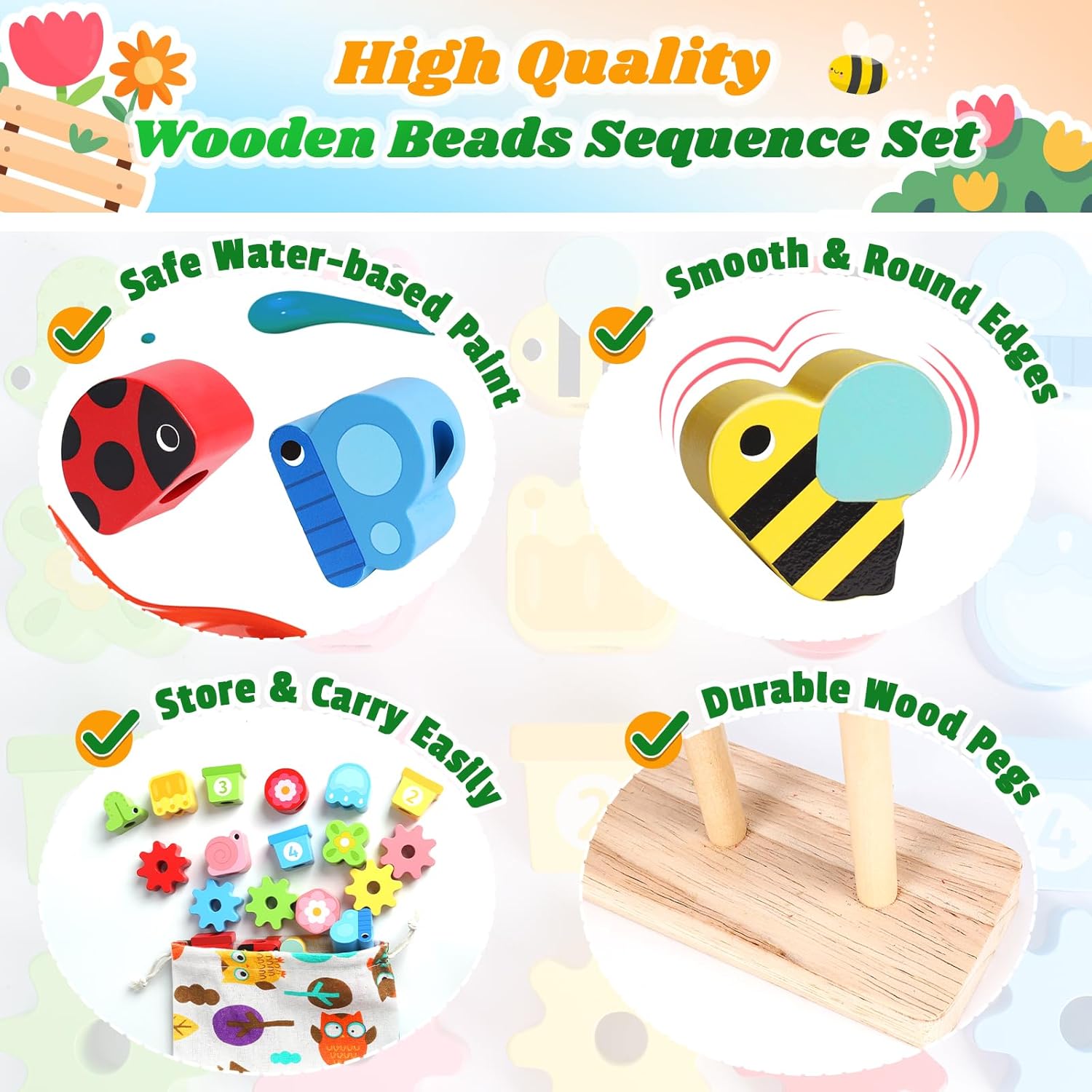 Thumbnail 4 de Montessori Wooden Toddler Toys Fine Motor Set