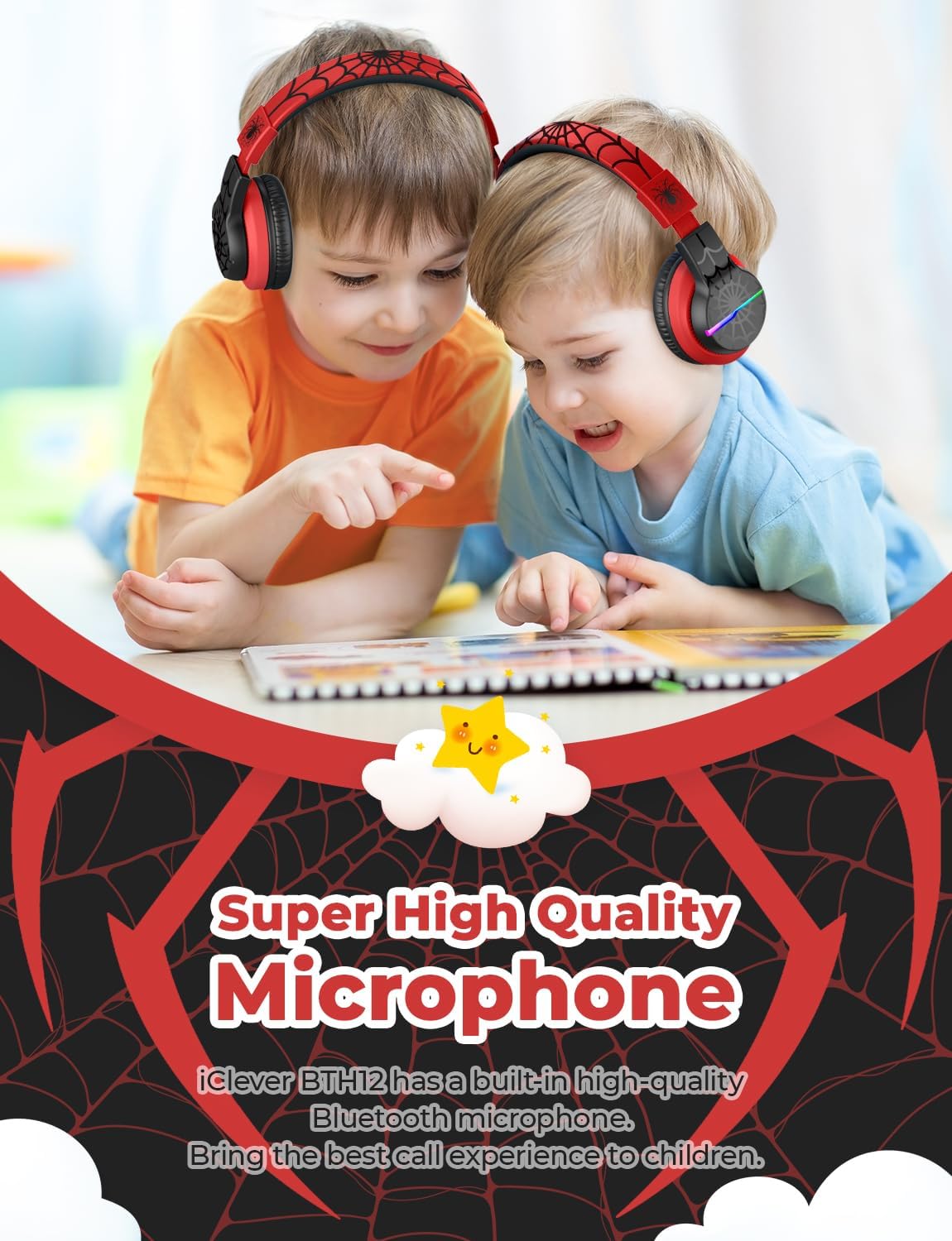 Thumbnail 6 de iClever BTH12 Kids Bluetooth Headphones with LED Lights and 85-Hour Playtime
